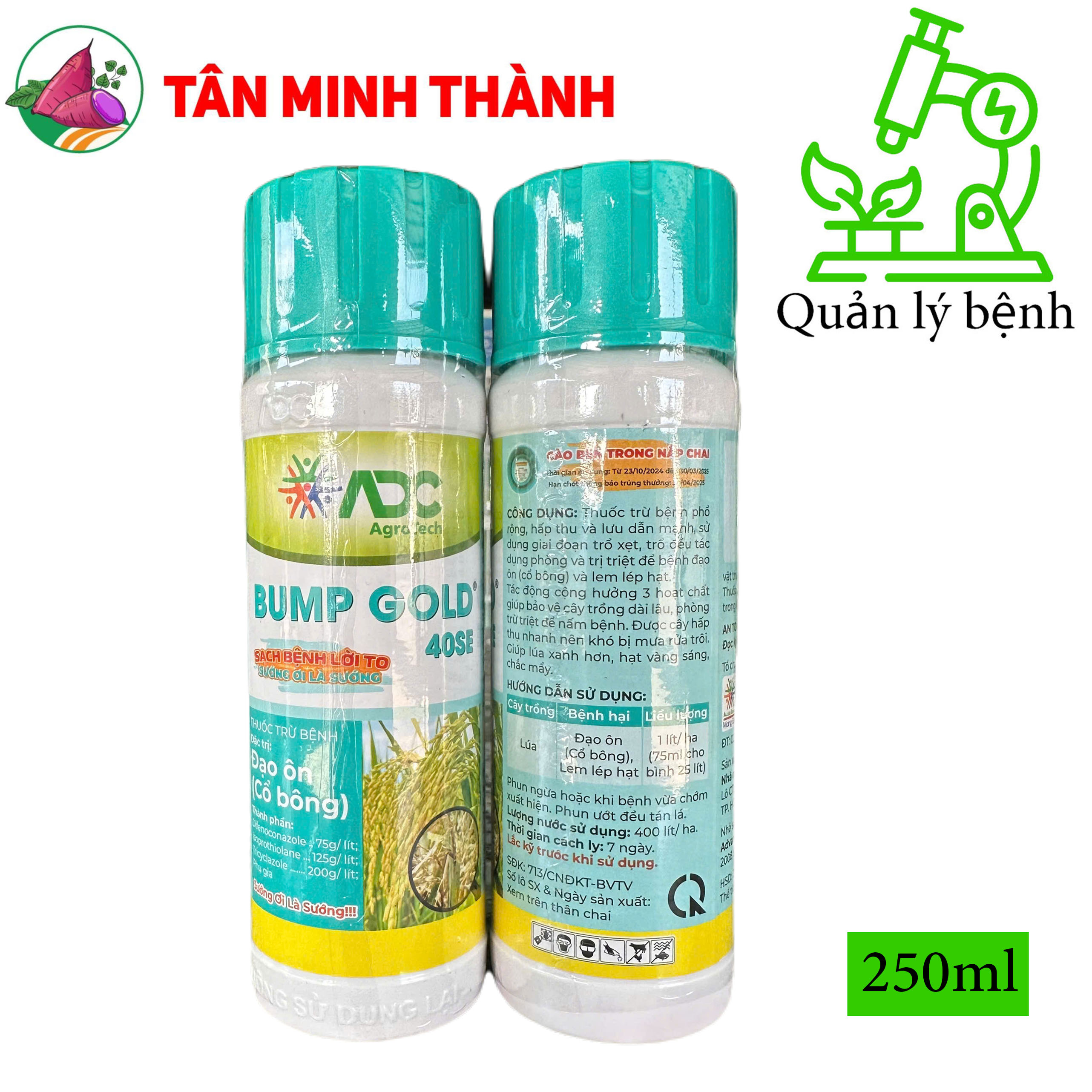 Bump Gold ADC 40SE - Thuốc đặc trị đạo ôn lá, đạo ôn cổ bông, lem lép hạt, thối cổ gié trên lúa