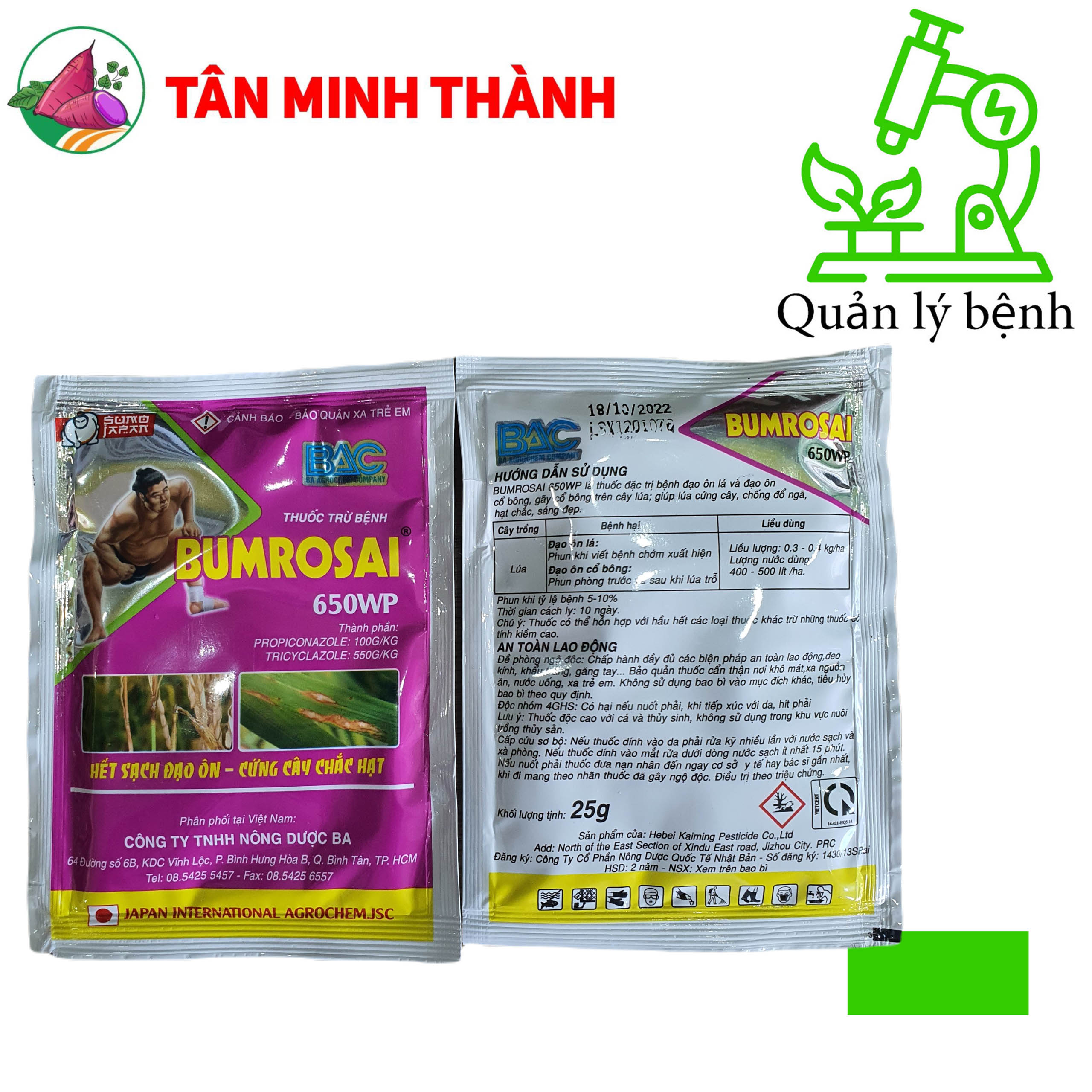 Bumrosai 650WP - Thuốc đặc trị đạo ôn lá, đạo ôn cổ bông, lem lép hạt