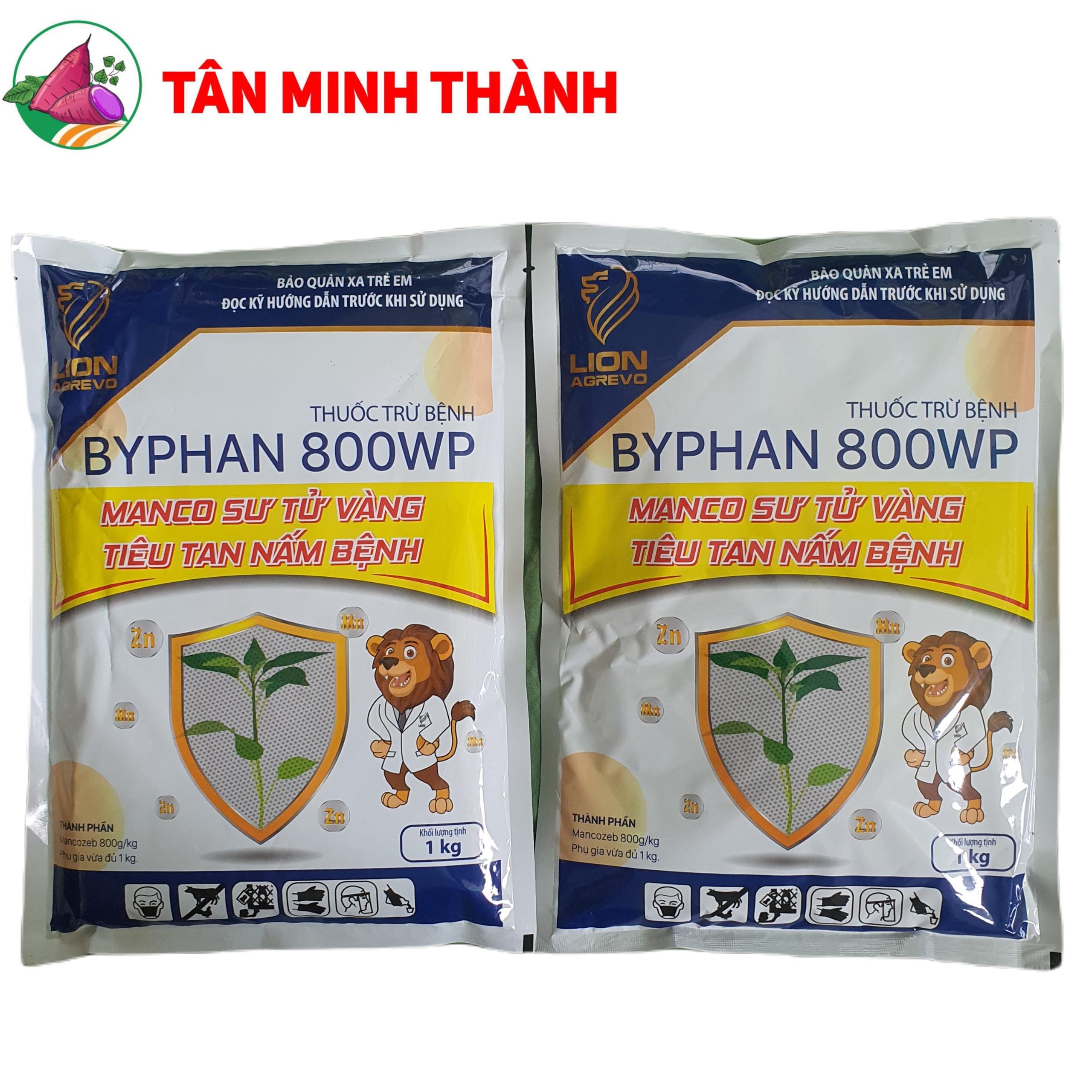 Byphan Mancozeb Vàng 800WP - Thuốc trừ bệnh thán thư, nứt thân, xì mủ, thối trái, thối củ, vàng lá, thối rể, rỉ sắt, sương mai