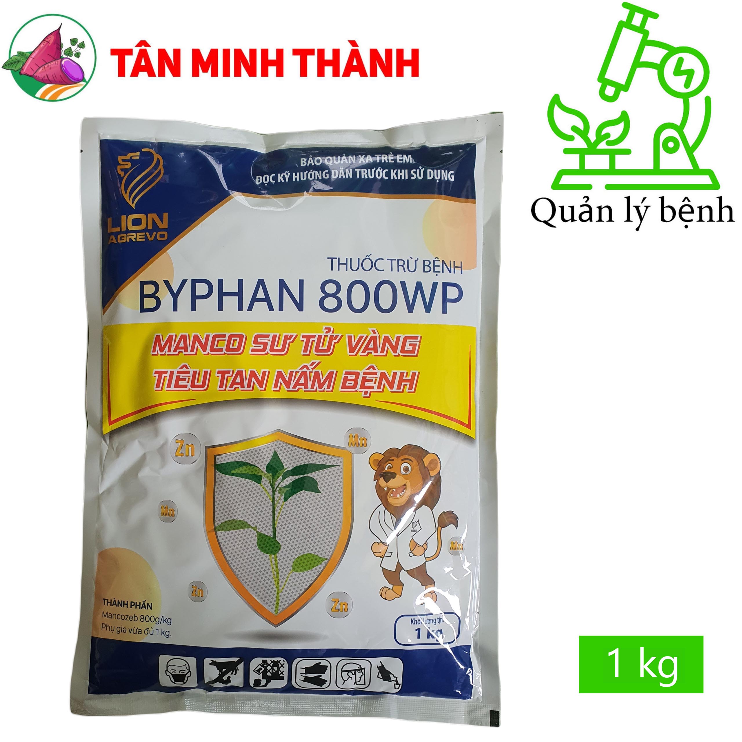 Byphan Mancozeb Vàng 800WP - Thuốc trừ bệnh thán thư, nứt thân, xì mủ, thối trái, thối củ, vàng lá, thối rể, rỉ sắt, sương mai