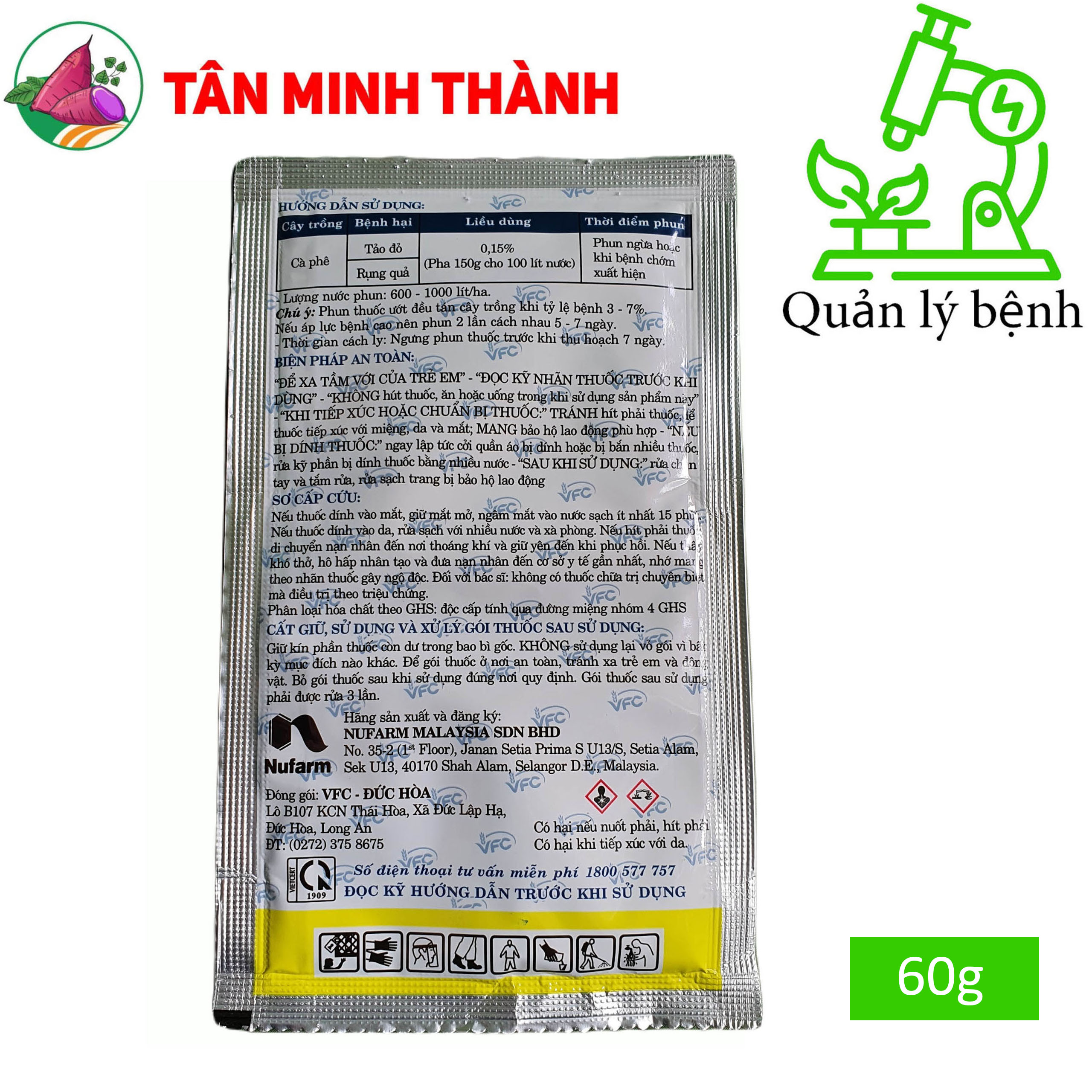 Champion VFC 57.6DP - Thuốc đặc trị nấm hồng, héo xanh, tảo đỏ, thối nhũn, vàng lá, loét trái