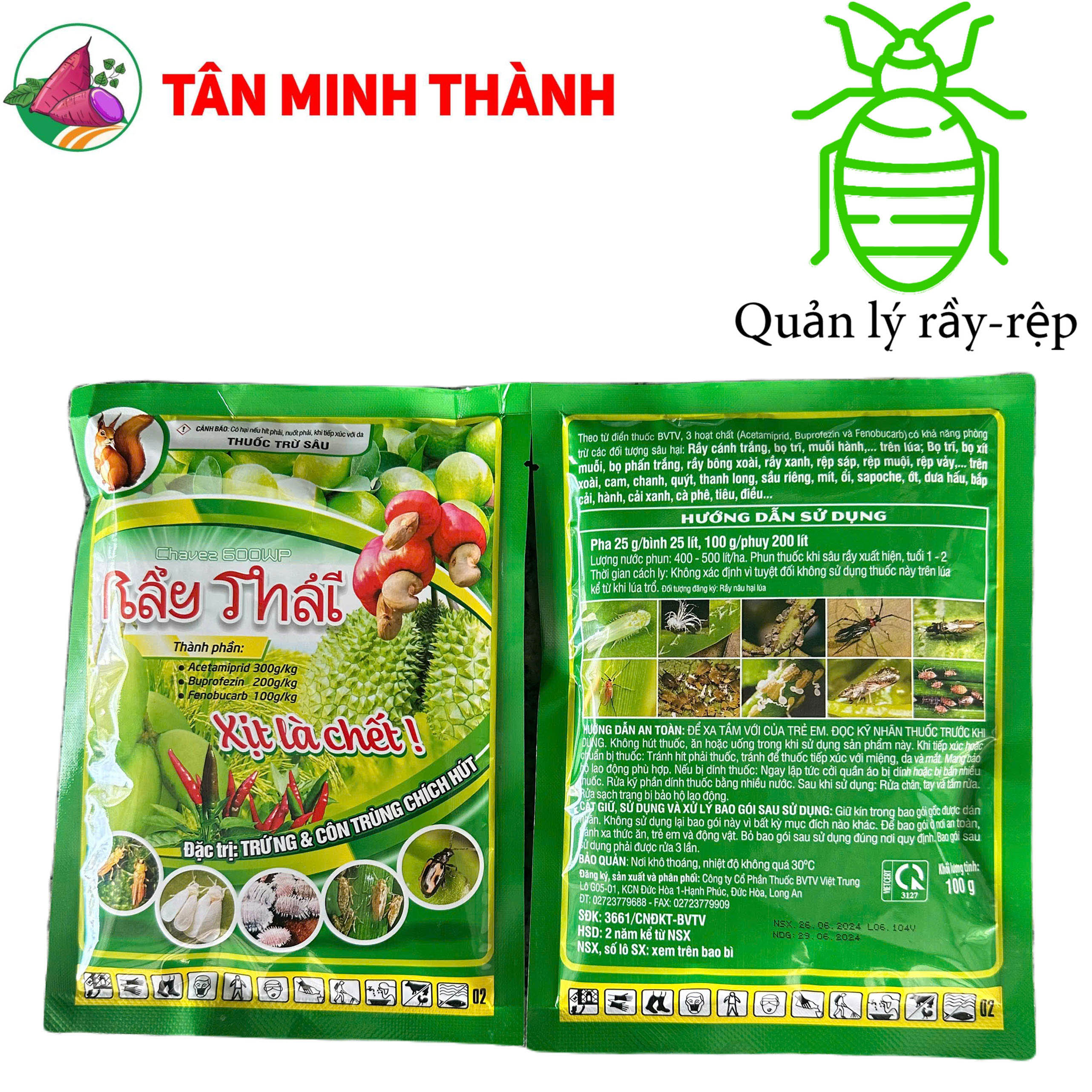Chavez 600WP Rầy Thái - Thuốc trừ rầy cánh trắng, bọ trĩ, muỗi hành, bọ phấn trắng, rầy bông, rệp vẩy
