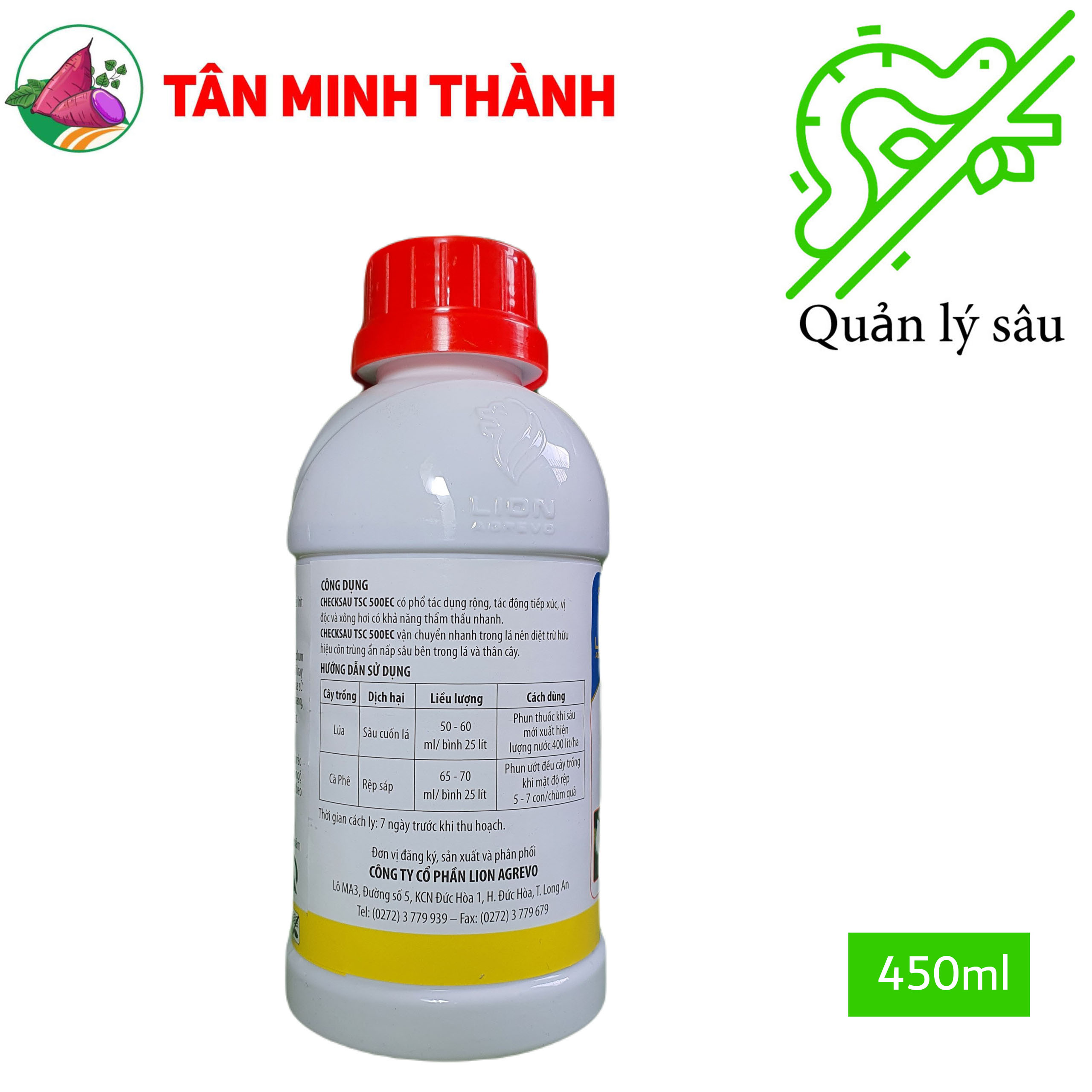 Checksau TSC 500EC - Thuốc đặc trị rệp sáp, sùng khoai lang, sâu cuốn lá, sâu ăn lá, rầy mềm, bọ phấn trắng, rầy nâu, bọ trĩ