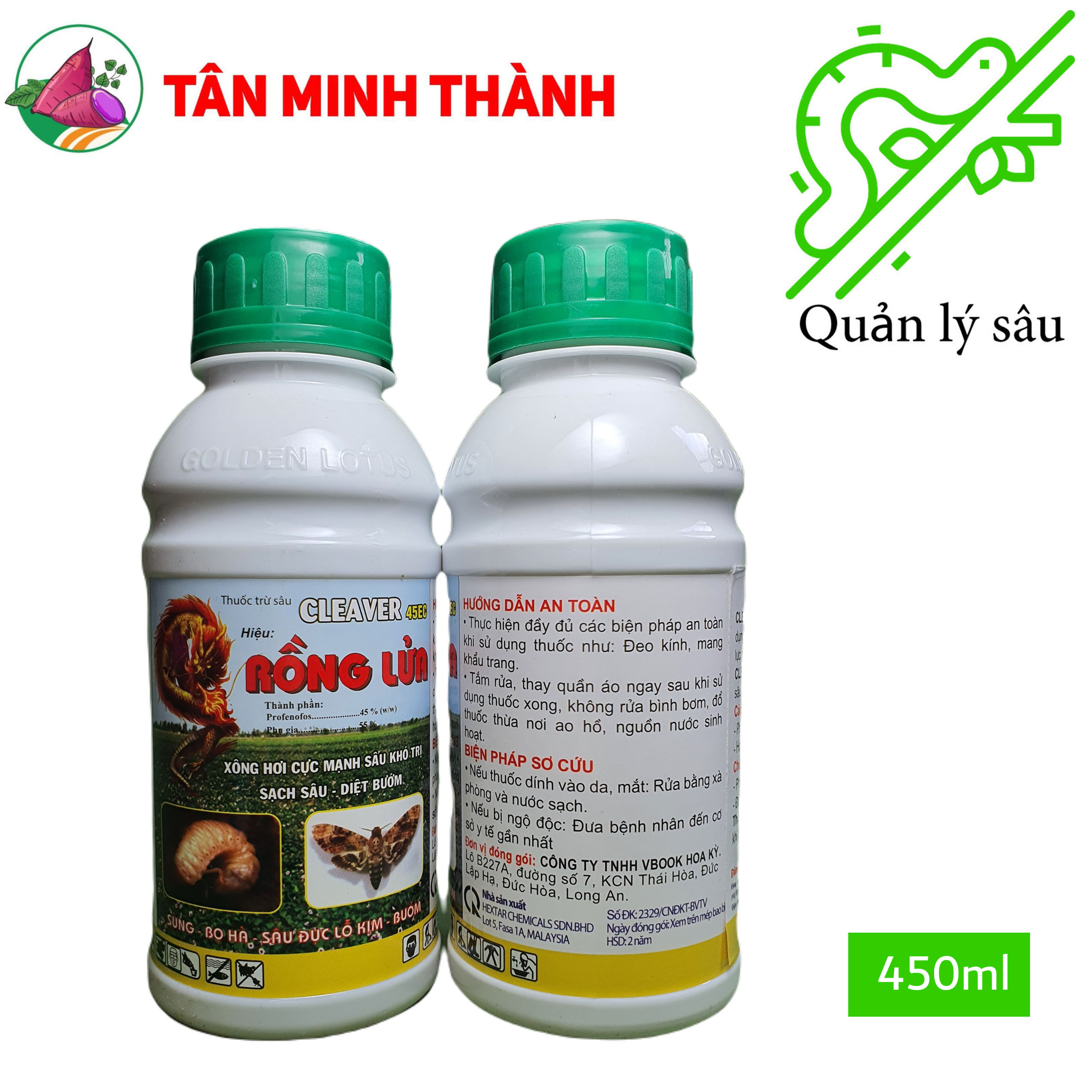 Cleaver Thường 45EC - Thuốc đặc trị sùng khoai lang, bọ hà, sâu đục lỗ kim, bướm, sâu phao, dòi đục lá, nhện đỏ, dòi đục lá