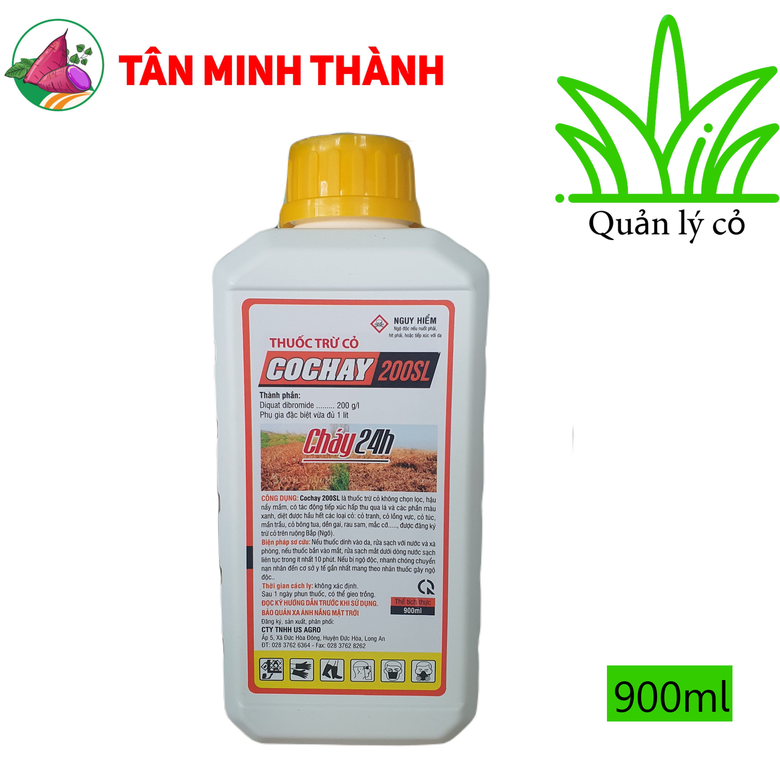 Co Chay 200SL Nước Vàng - Thuốc trừ cỏ sau 2 giờ phun, cỏ cháy không chọn lọc, cỏ tranh, cỏ mần trầu, cỏ chỉ, cỏ mắc cở, cỏ lông gà
