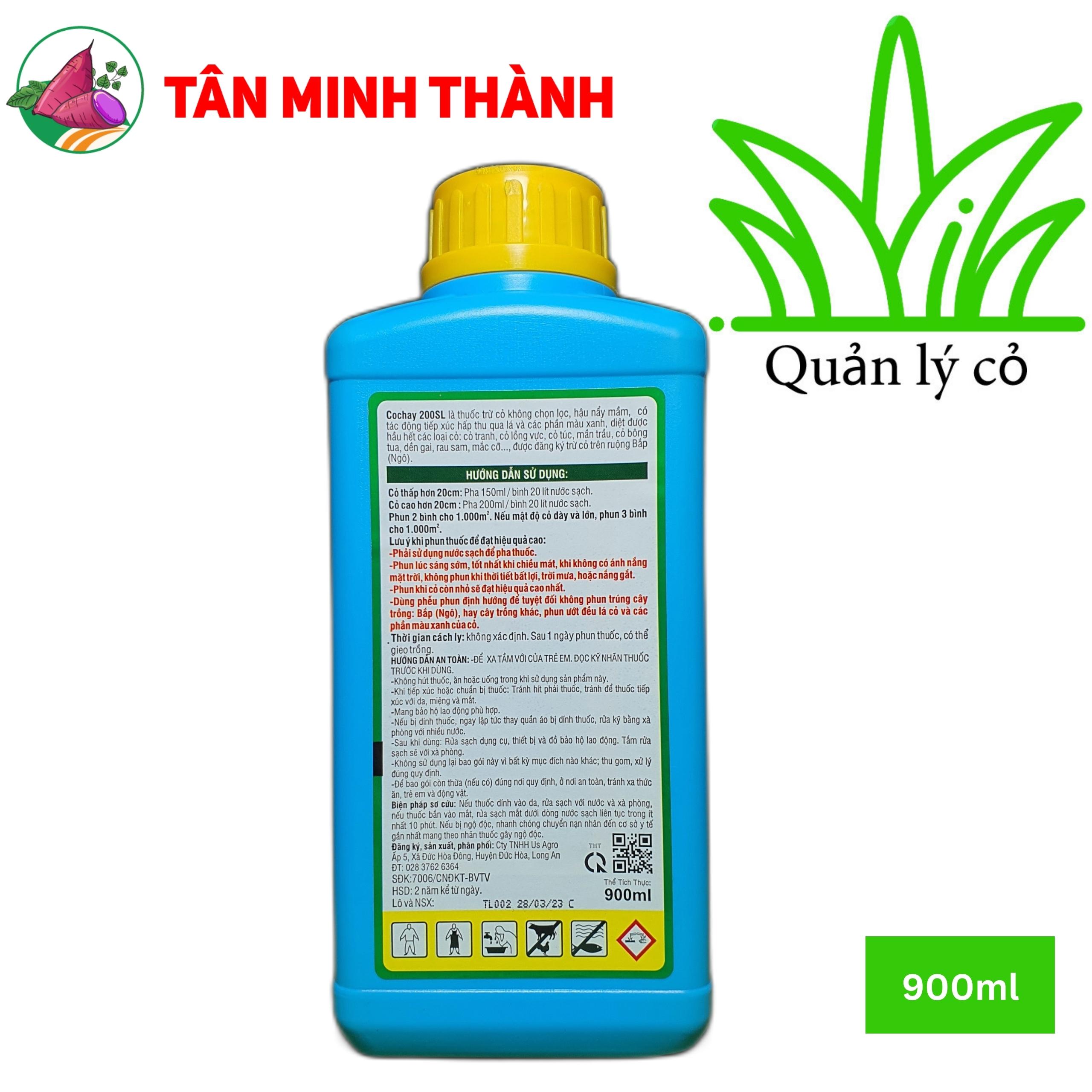 Co Chay 200SL Nước Xanh - Thuốc cỏ cháy, diệt cỏ sau 2 giờ phun, không chọn lọc, cỏ tranh, cỏ mần trầu, cỏ chỉ, cỏ mắc cở, cỏ lông gà