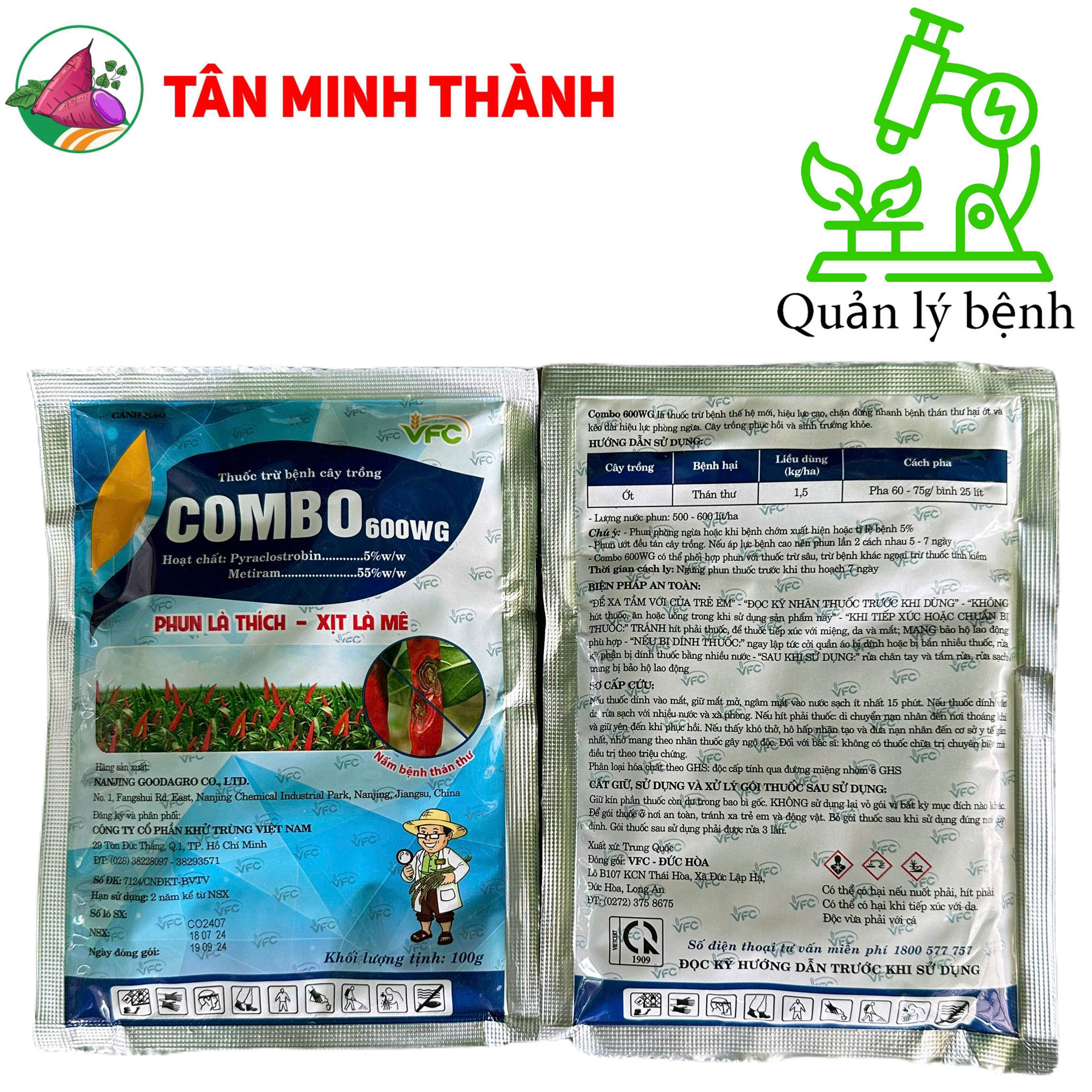 Combo 600WG - Thuốc đặc trị thán thư, chết cây con