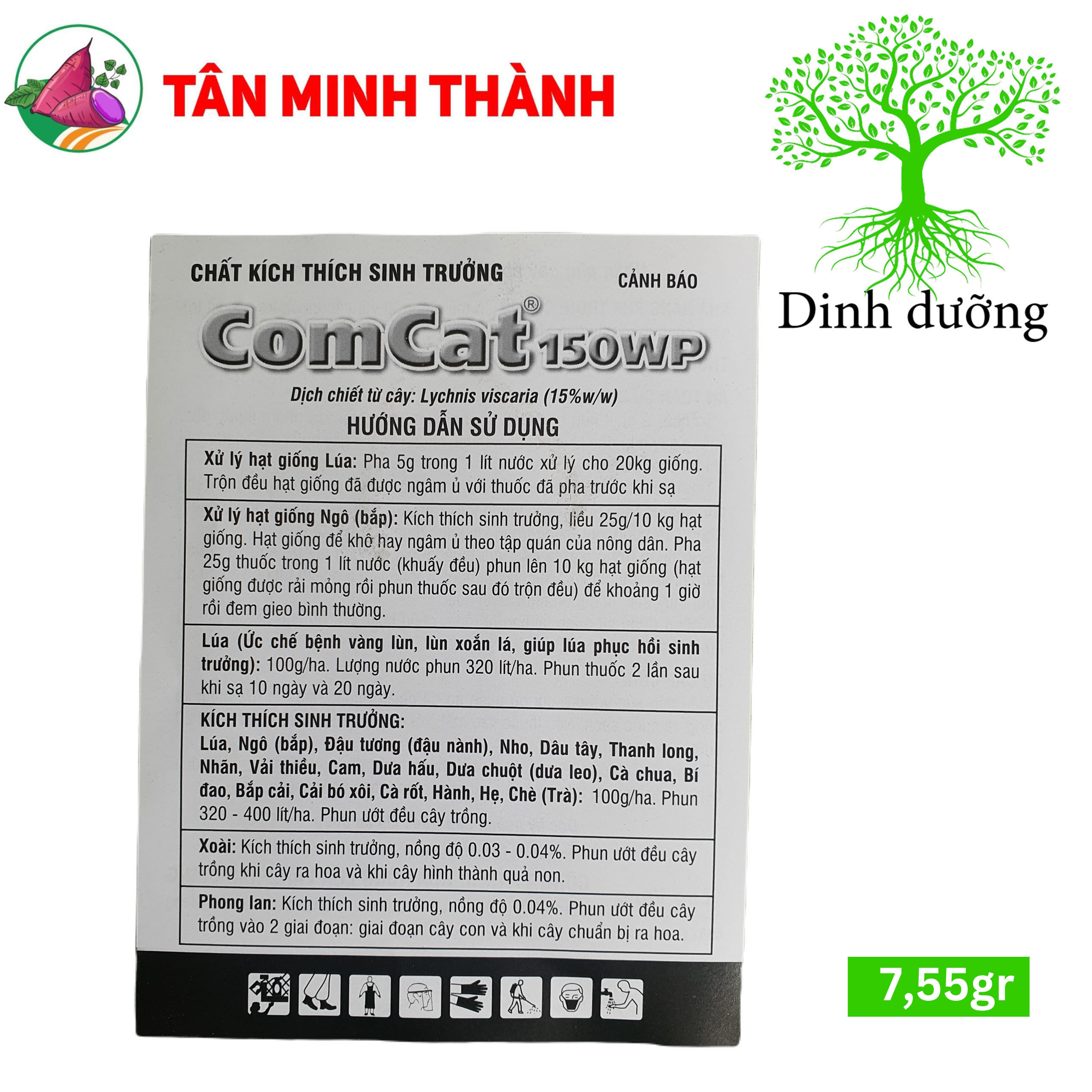 Comcat Từ A đến Z Lúa Vàng 150WP - Thuốc kích thích sinh trưởng, nảy mầm, ra rễ, bung chồi, đẻ nhánh, phòng ngừa bệnh vàng lùn, lùn xoắn lá