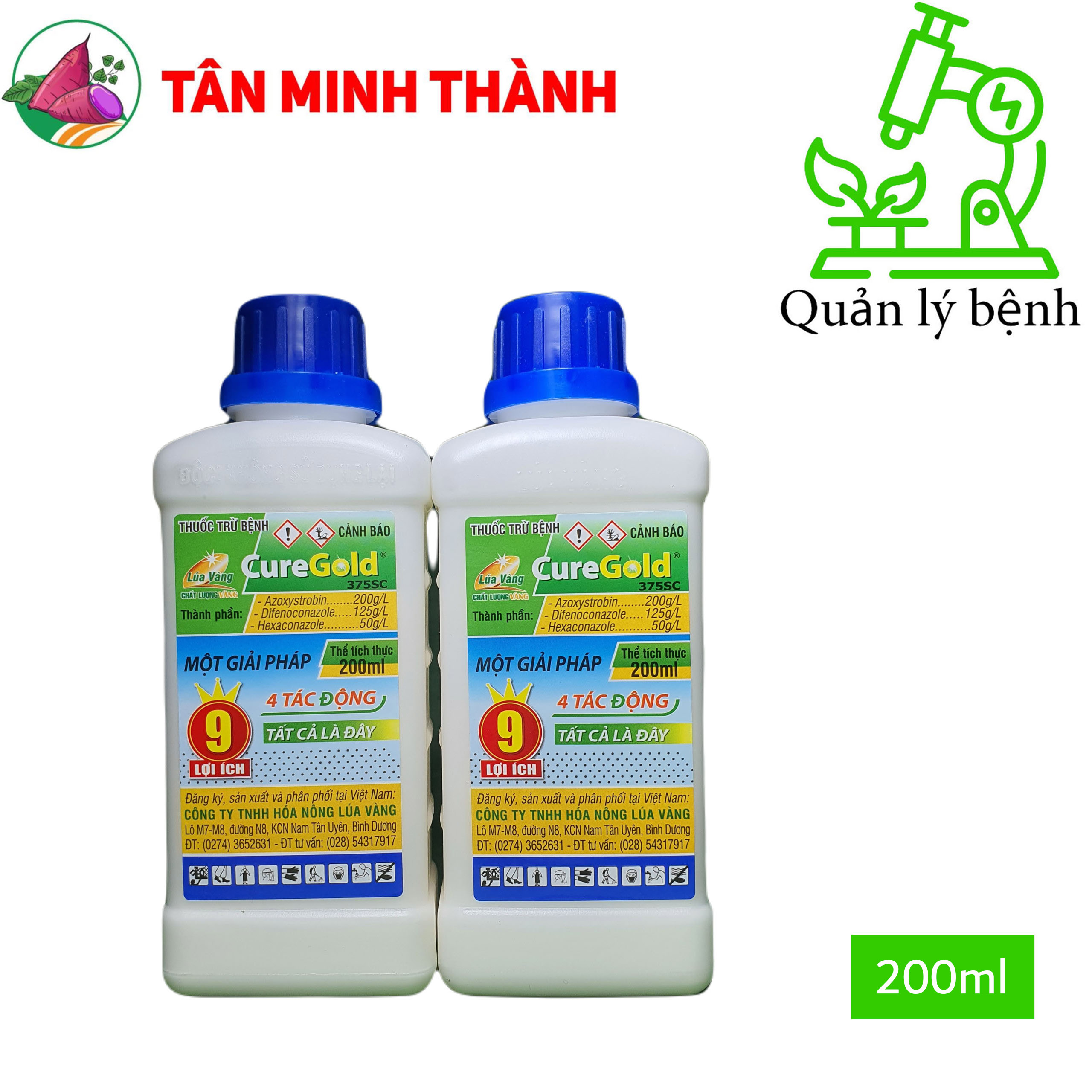 CureGold 375SC - Thuốc đặc trị đạo ôn lá, đạo ôn cổ bông, thối cổ gié, khô vằn, khô cành, khô quả
