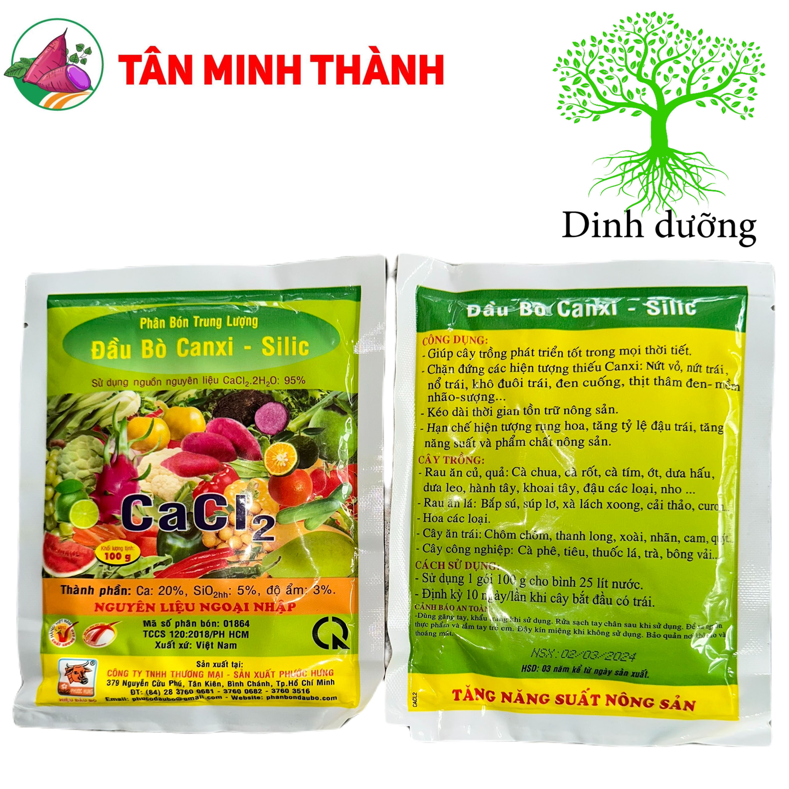Đầu bò Canxi Silic Cacl2 - Thuốc chống rụng hoa, nứt trái, tăng đậu trái