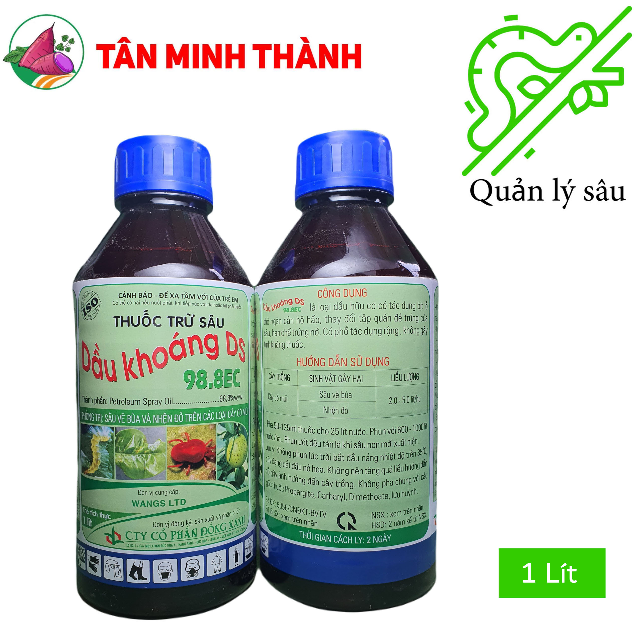 Dầu khoáng DS 98.8EC - Thuốc đặc trị nhện đỏ, sâu vẽ bùa, dòi đục lá trên cam, chanh, quýt, bưởi