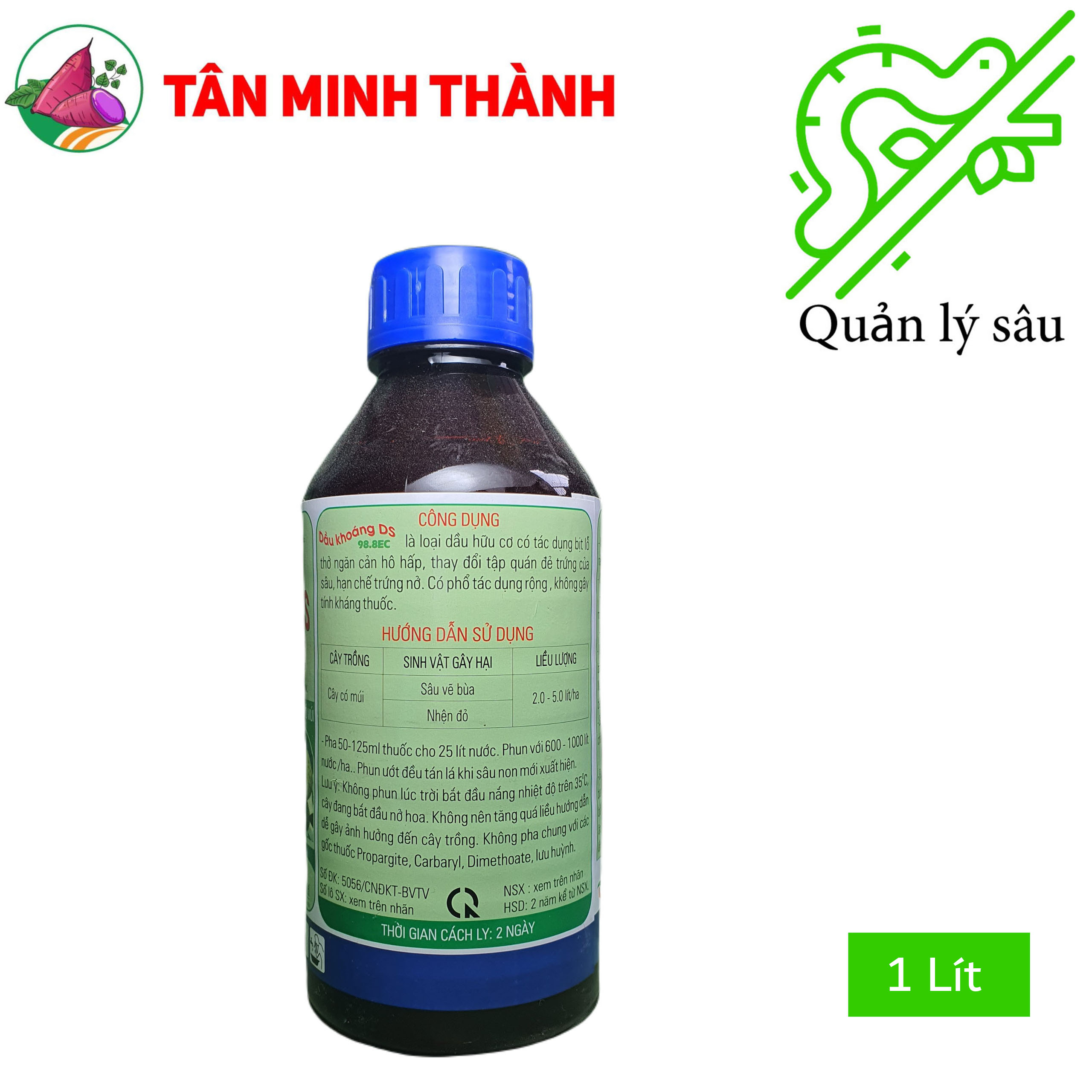 Dầu khoáng DS 98.8EC - Thuốc đặc trị nhện đỏ, sâu vẽ bùa, dòi đục lá trên cam, chanh, quýt, bưởi