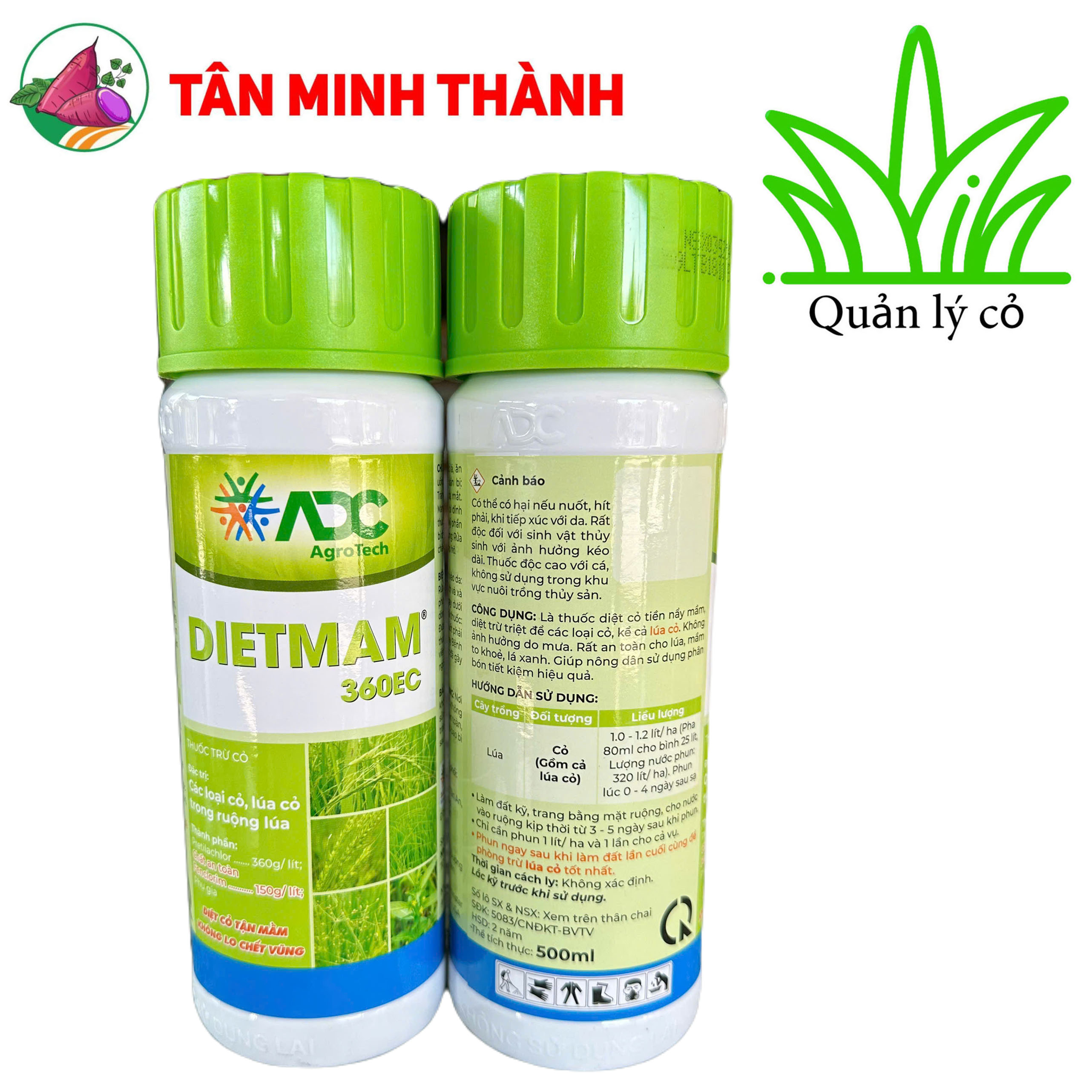 Diet Mam 360EC - ADC Thốc trừ cỏ diệt mầm, đặc trị lúa lộn, cỏ chác lác, cỏ lồng vực, cỏ đuôi phụng