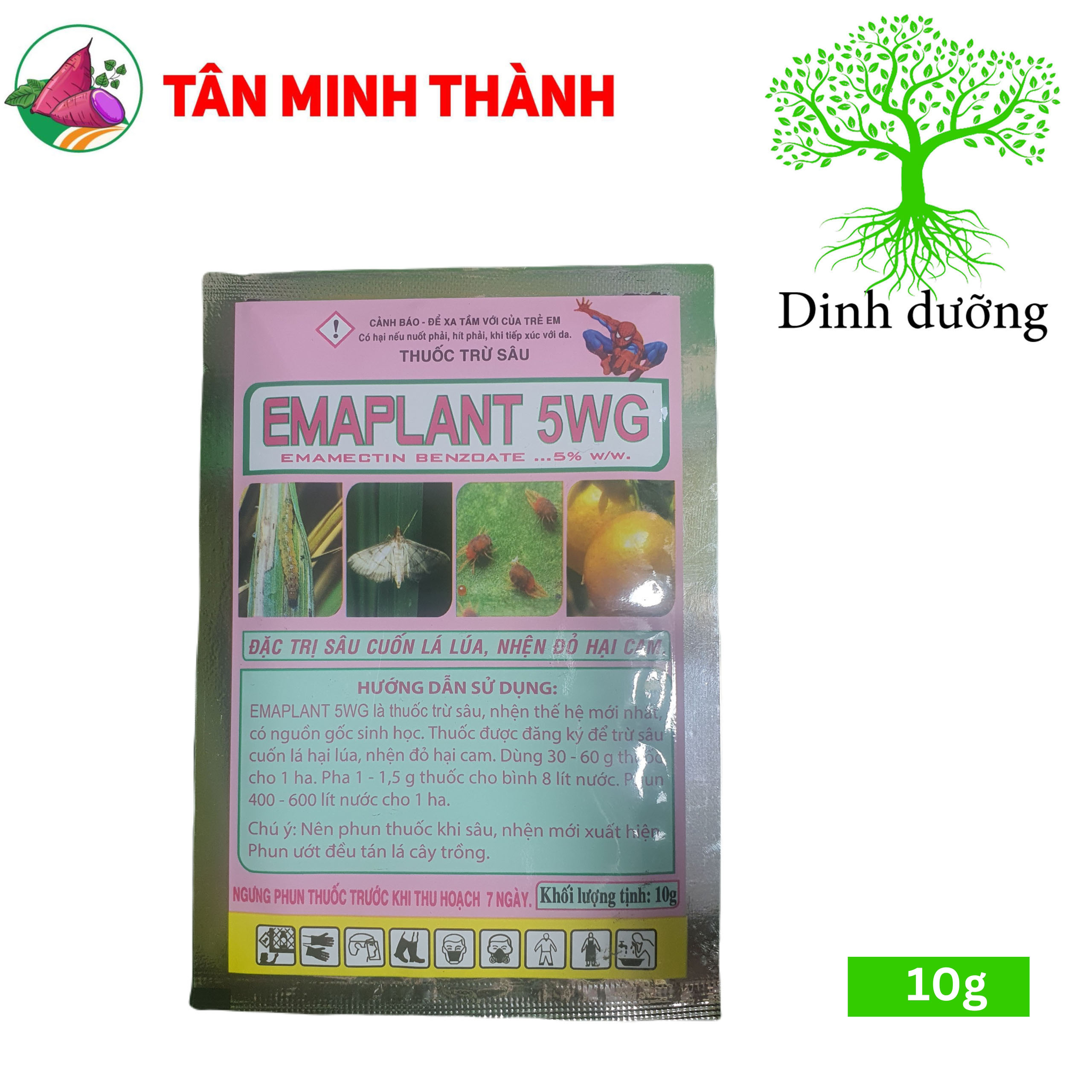 Emaplant 5WG - Thuốc trừ sâu sinh học đặc trị sâu cuốn lá lúa, nhện đỏ trên cam, sâu ăn tạp, sâu xanh da láng, sâu hành