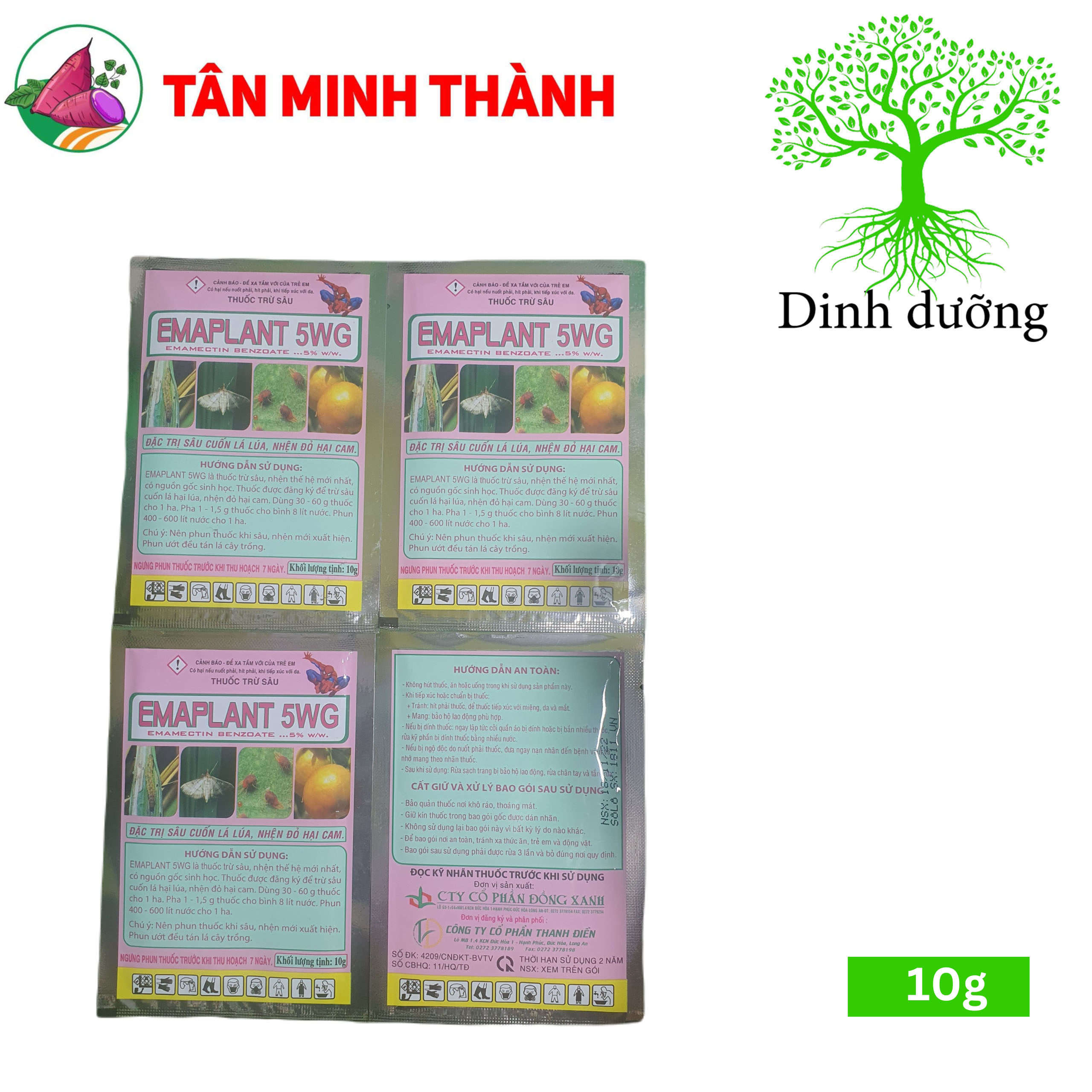 Emaplant 5WG - Thuốc trừ sâu sinh học đặc trị sâu cuốn lá lúa, nhện đỏ trên cam, sâu ăn tạp, sâu xanh da láng, sâu hành