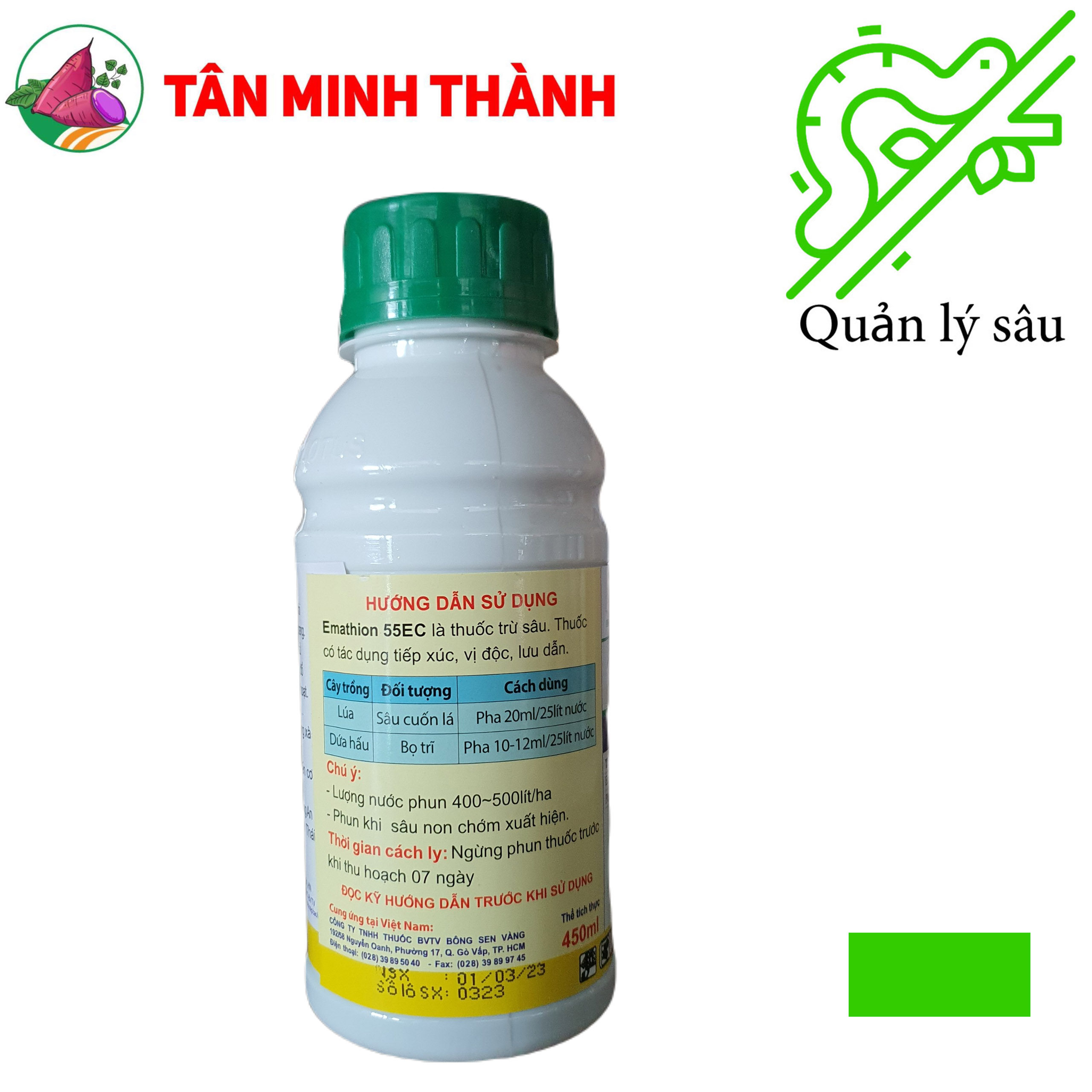 Emathion 55EC - Thuốc đặc trị sâu cuốn lá, bọ trĩ, bù lạch, sâu đục thân, sâu ăn tạp, sâu xanh da lang, sâu đục trái, sâu tơ