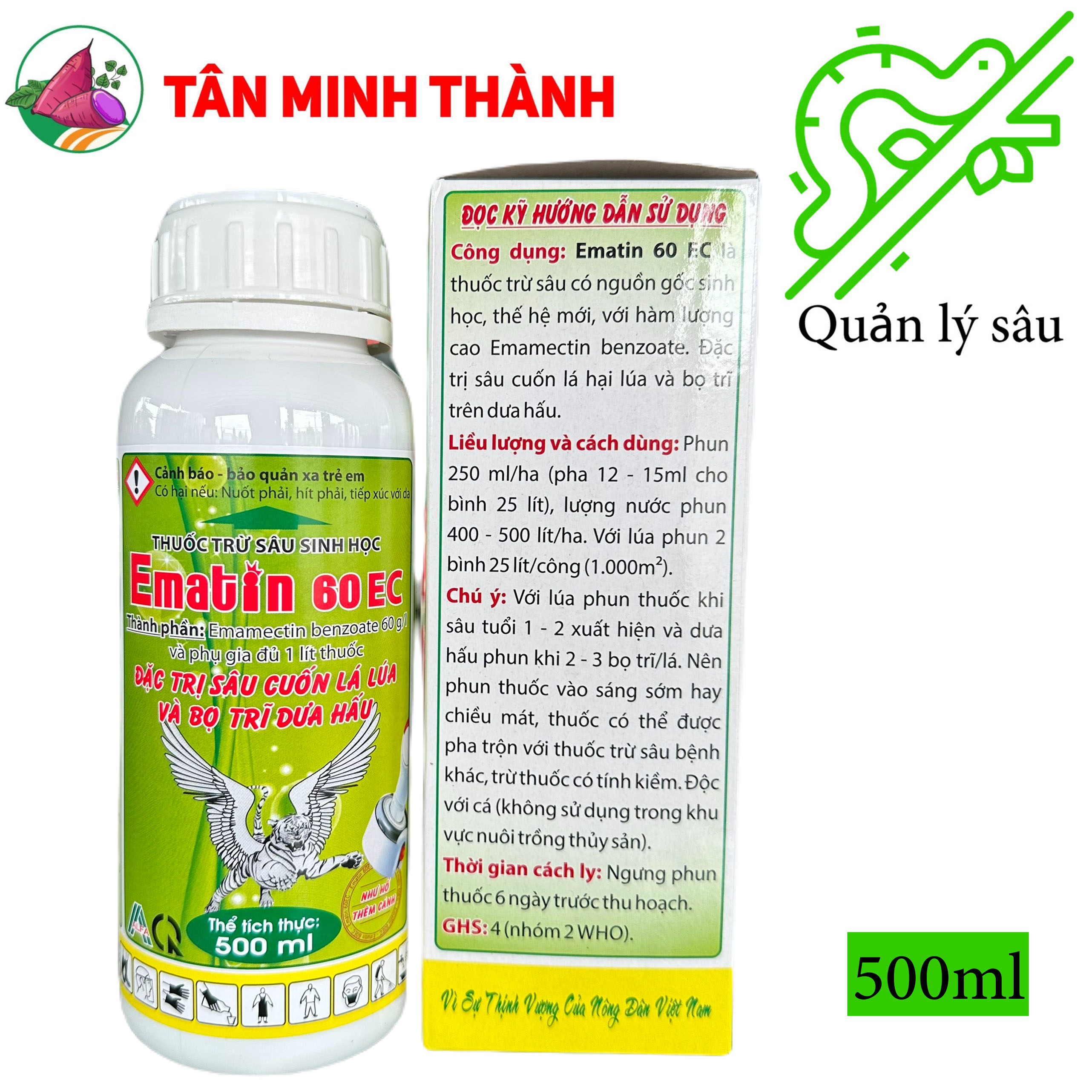 Ematin 60EC - Thuốc đặc trị sâu cuốn lá, bọ trĩ