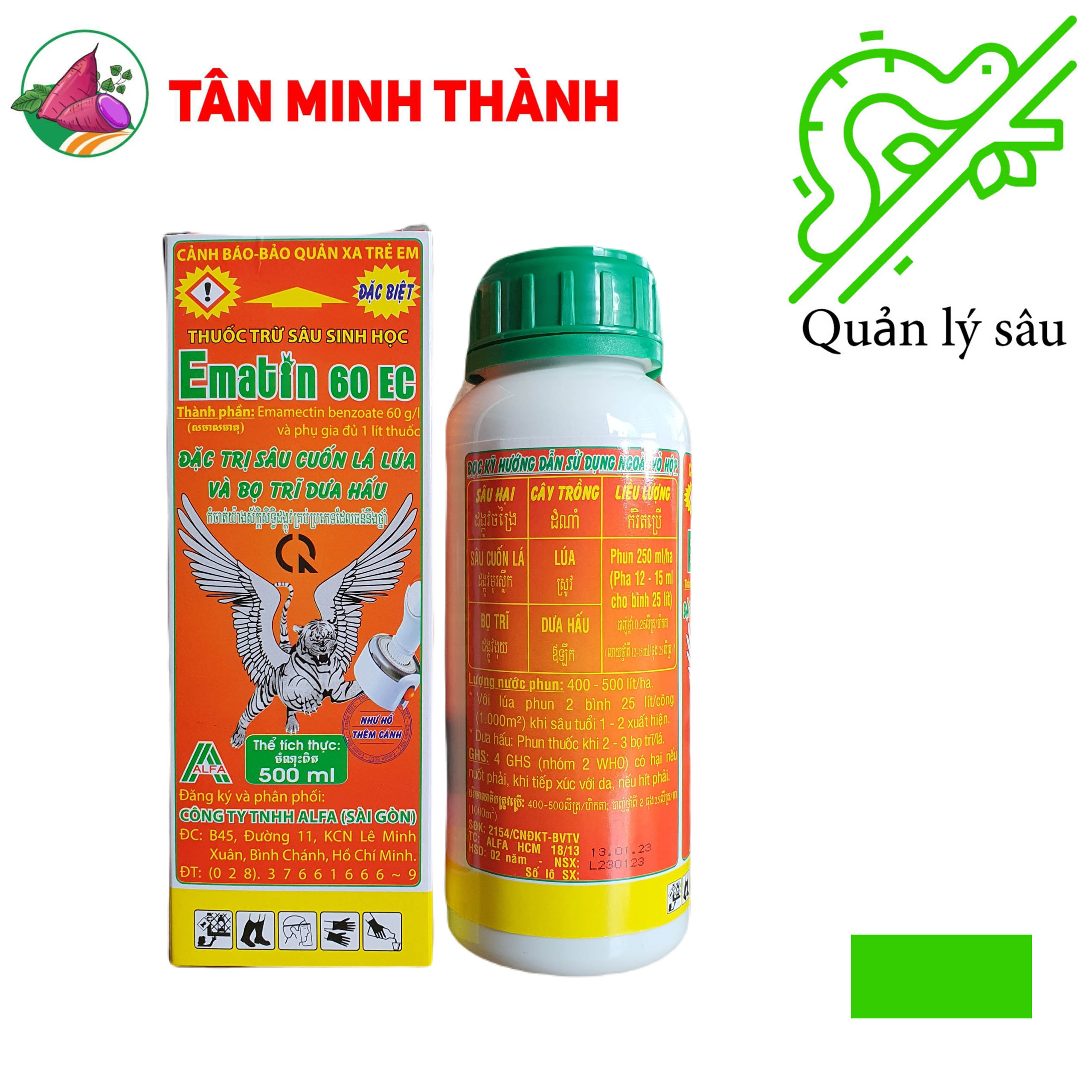 Ematin 60EC - Thuốc đặc trị sâu cuốn lá, bọ trĩ