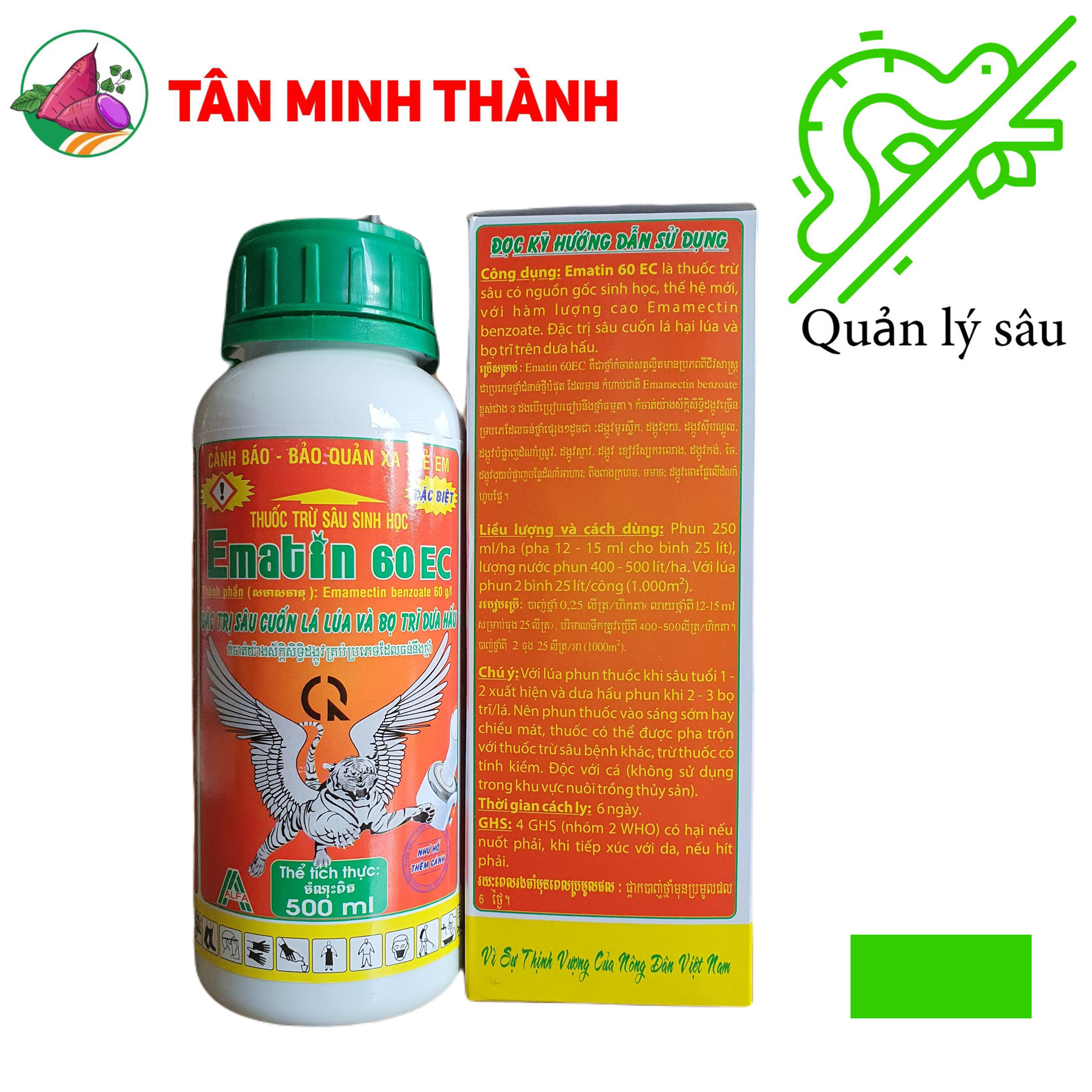 Ematin 60EC - Thuốc đặc trị sâu cuốn lá, bọ trĩ