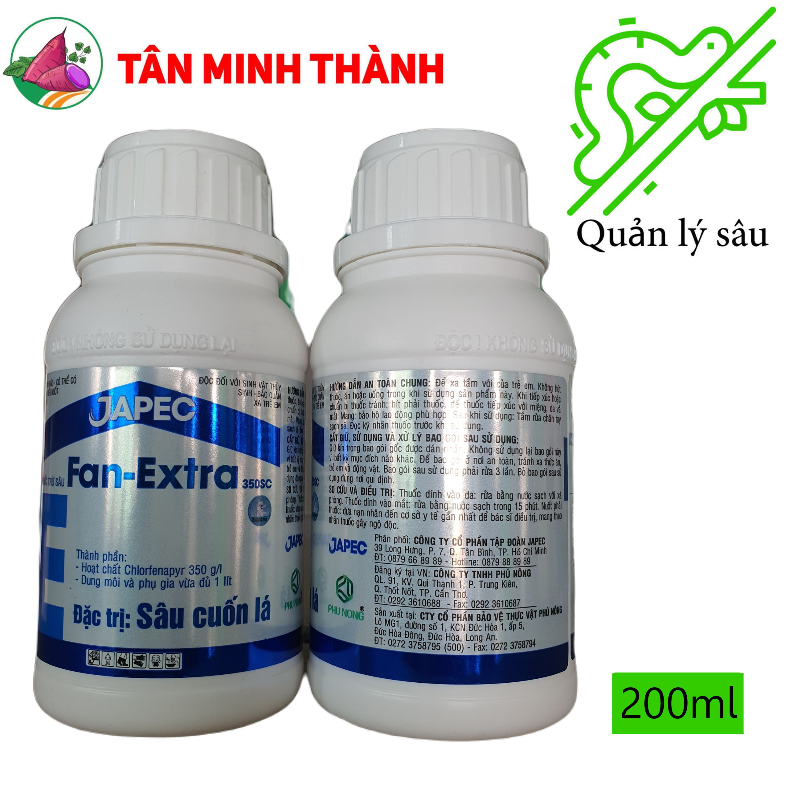 Fan Extra 350sc - Thuốc đặc trị sâu cuốn lá lúa, nhện gié, bọ trĩ, bù lạch, sâu phao