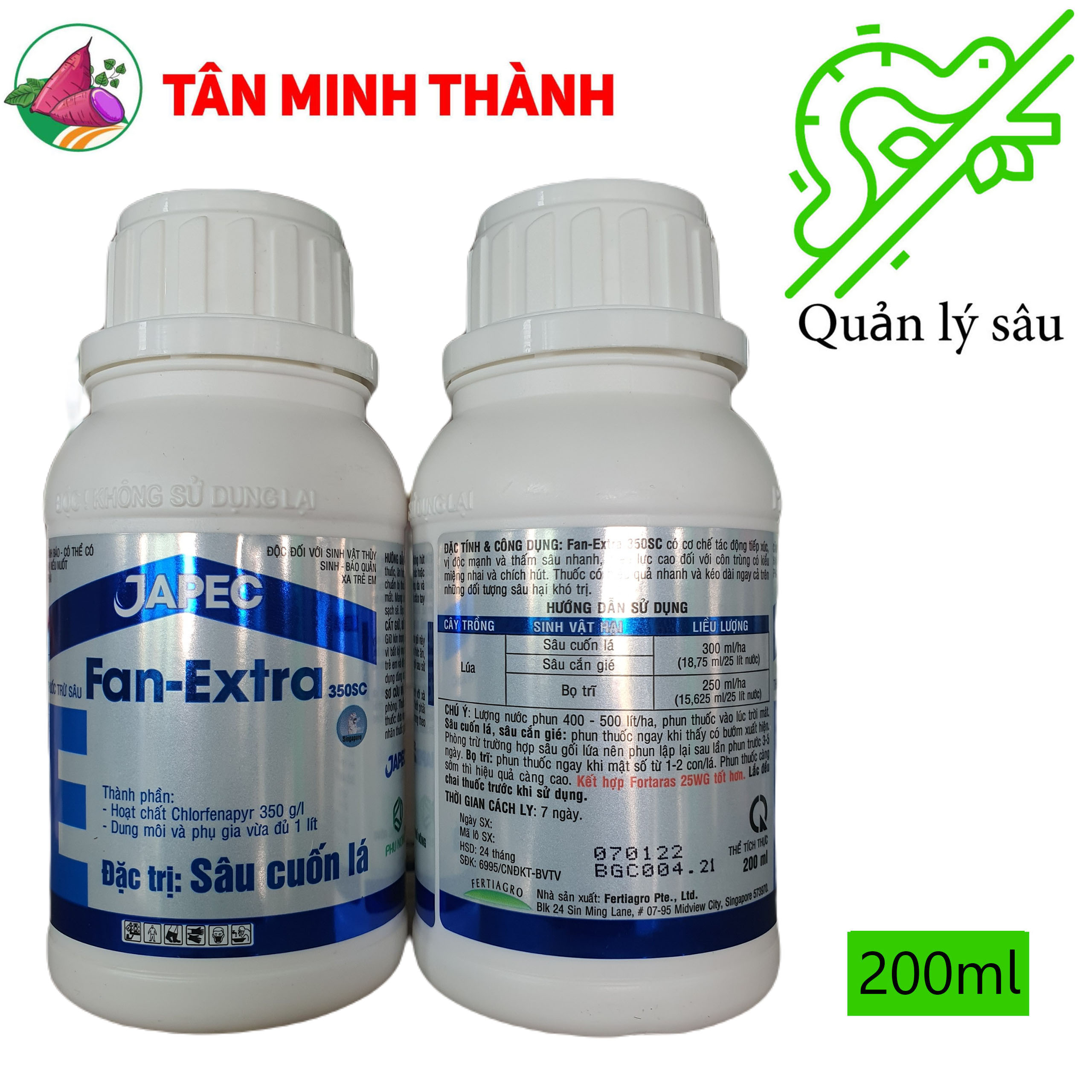 Fan Extra 350sc - Thuốc đặc trị sâu cuốn lá lúa, nhện gié, bọ trĩ, bù lạch, sâu phao