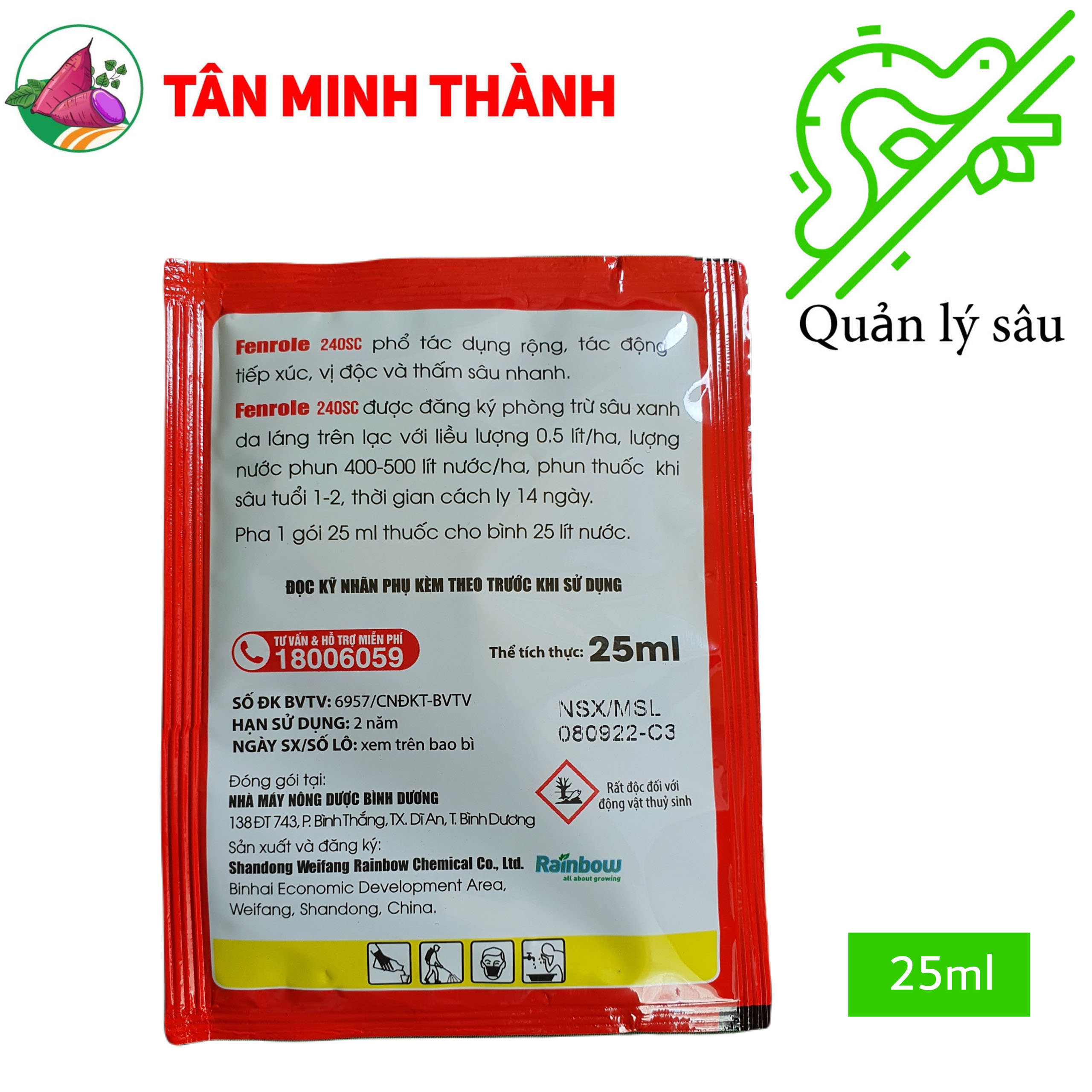 Fenrole 240SC - Thuốc đặc trị sâu xanh da láng, phen rồ xóa sổ sâu kháng, sâu cuốn lá, sâu phao, sâu ăn lá