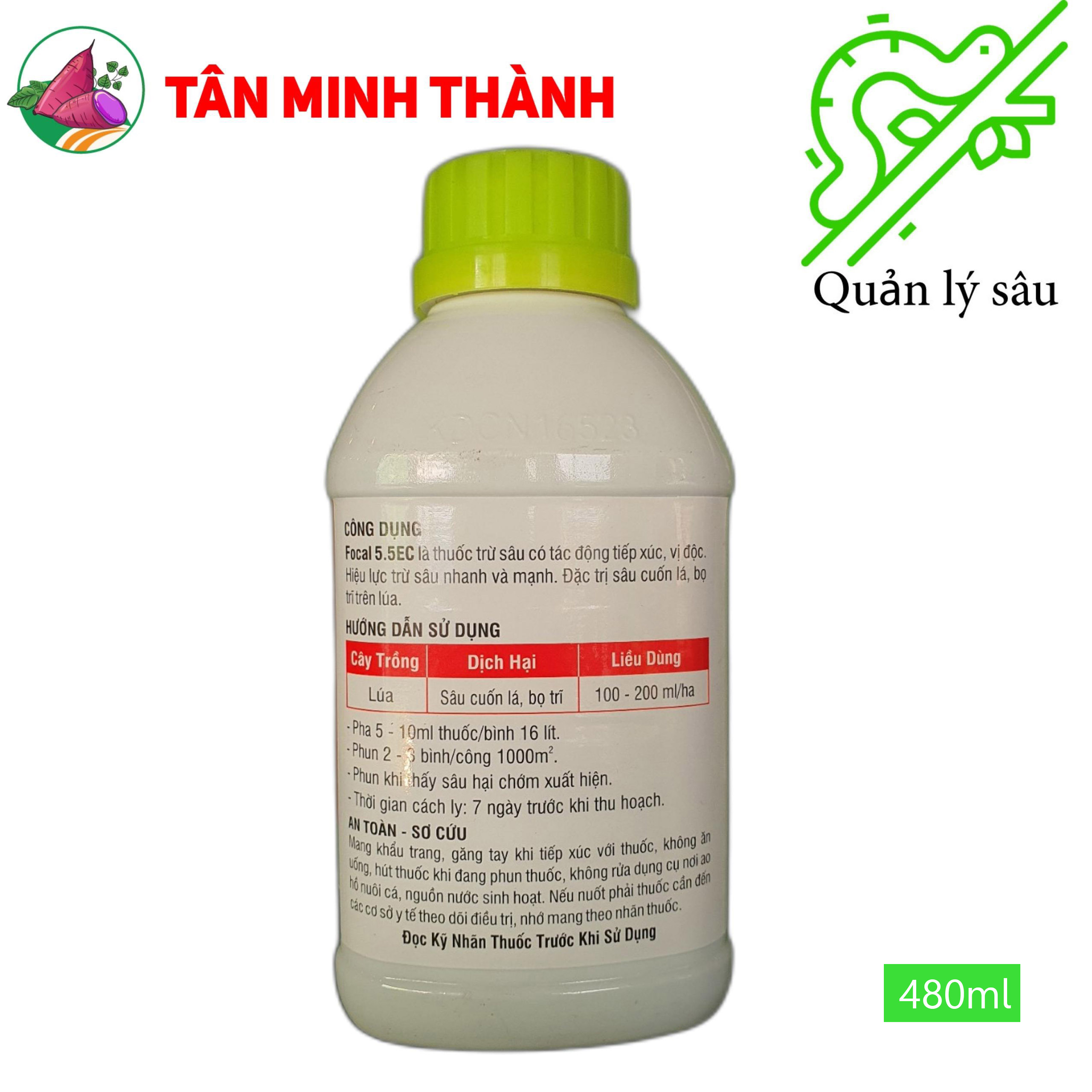 Focal Tân Thành 5.5EC - Thuốc đặc trị sâu cuôn lá, bọ trĩ, nhện gié, sâu xanh, sâu ăn lá, sâu ống hành