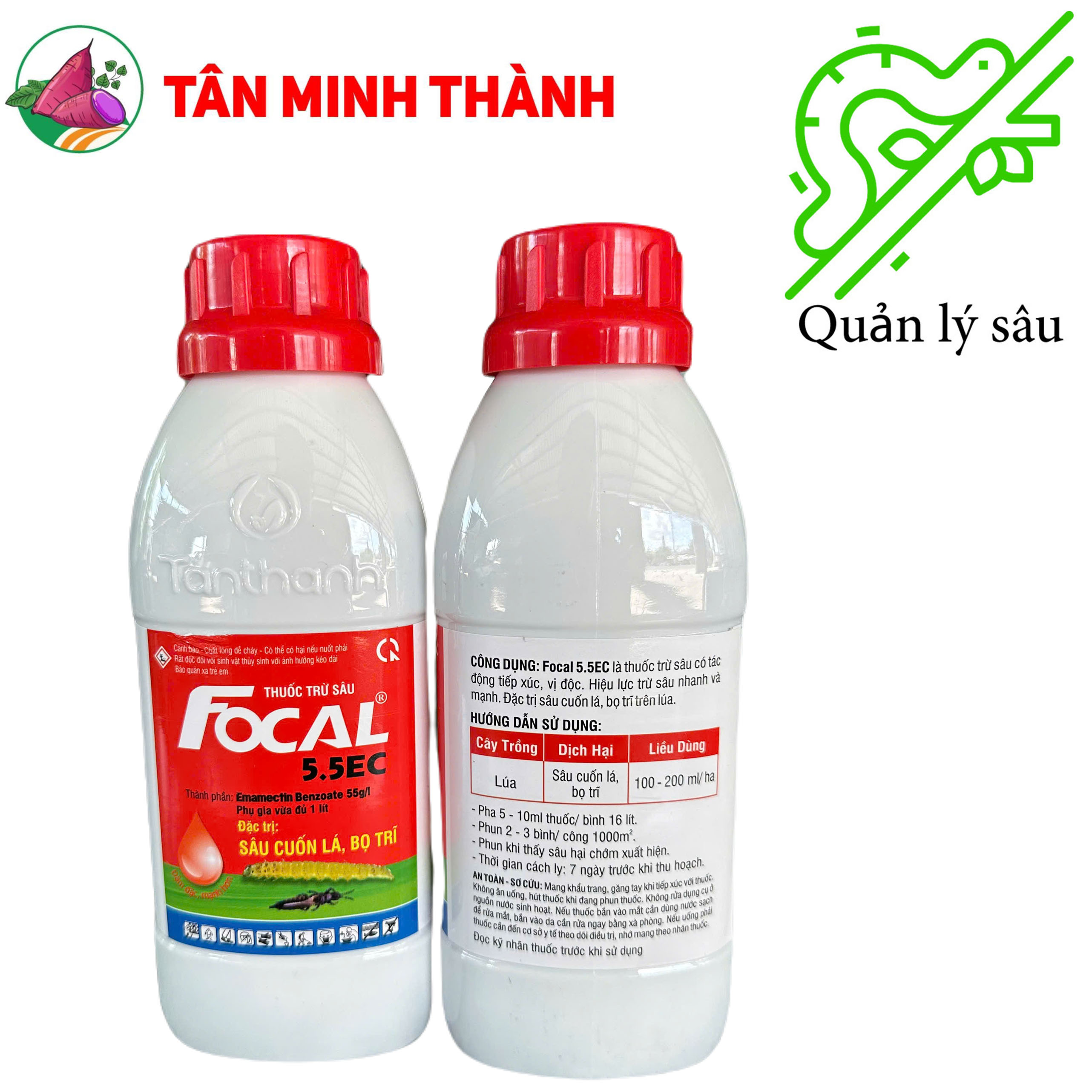 Focal Tân Thành 5.5EC - Thuốc đặc trị sâu cuôn lá, bọ trĩ, nhện gié, sâu xanh, sâu ăn lá, sâu ống hành