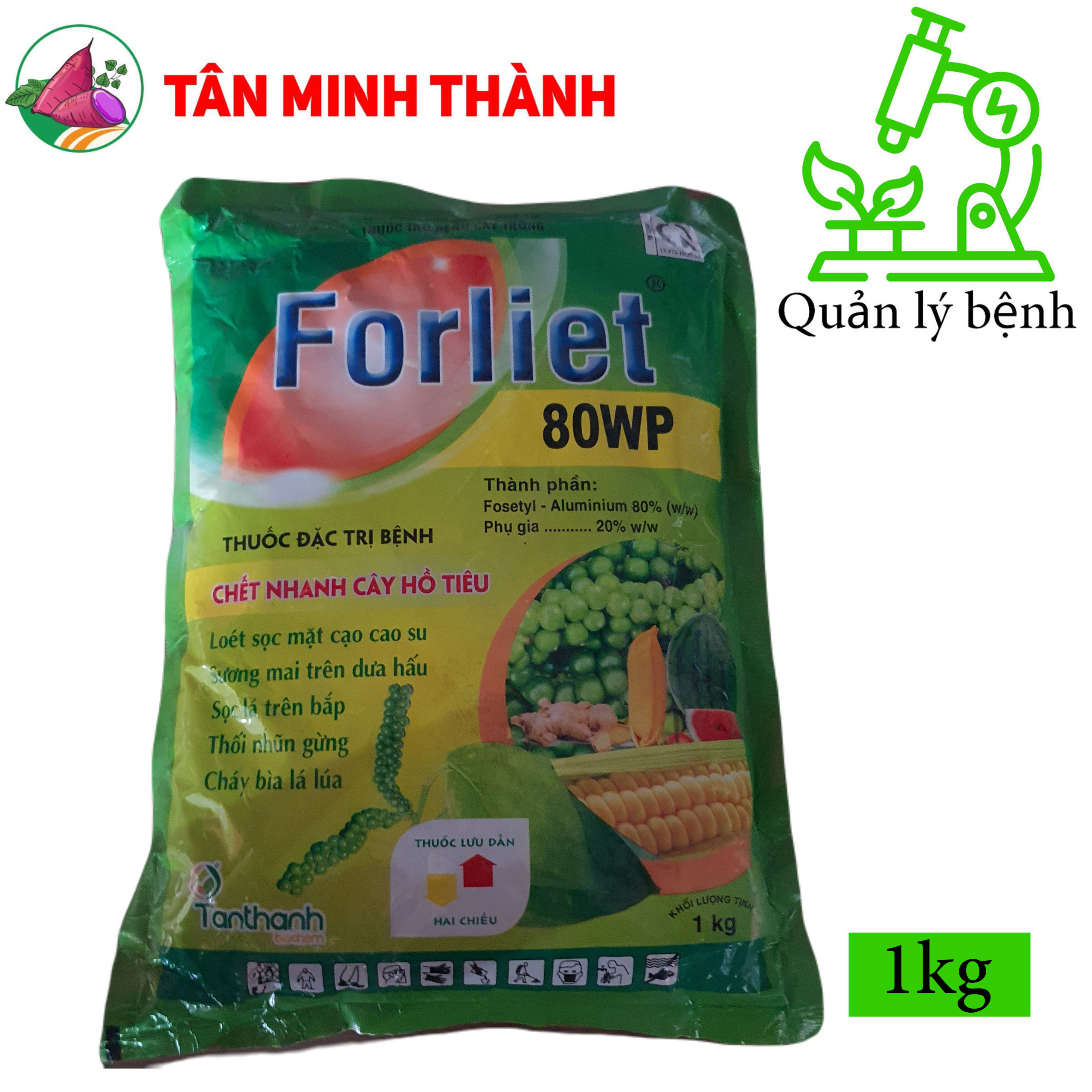 Forliet 80WP - Thuốc trừ bệnh loét sọc mặt cạo, sương mai, sọc lá, thối nhũn, cháy lá, nứt thân xì mủ, vàng lá thối rễ
