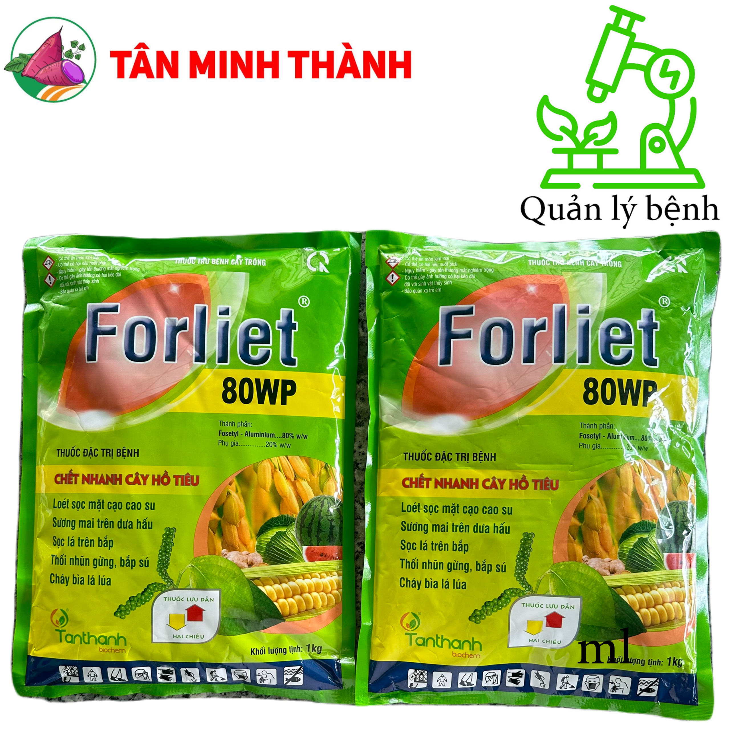 Forliet 80WP - Thuốc trừ bệnh loét sọc mặt cạo, sương mai, sọc lá, thối nhũn, cháy lá, nứt thân xì mủ, vàng lá thối rễ