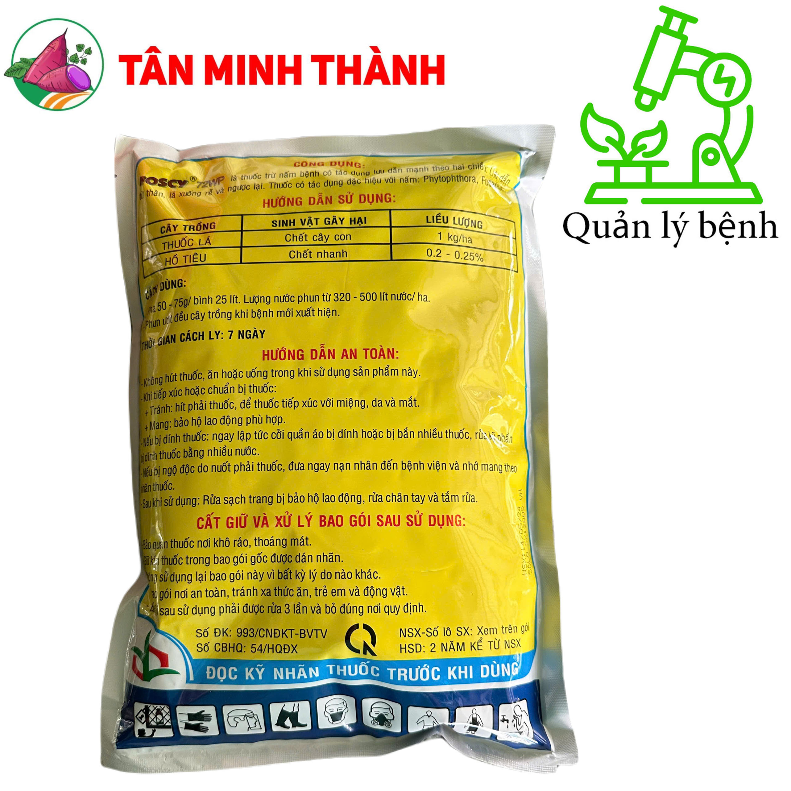 Foscy 72WP - Thuốc đặc trị chết nhanh, chết cây con, nứt thân xì mủ