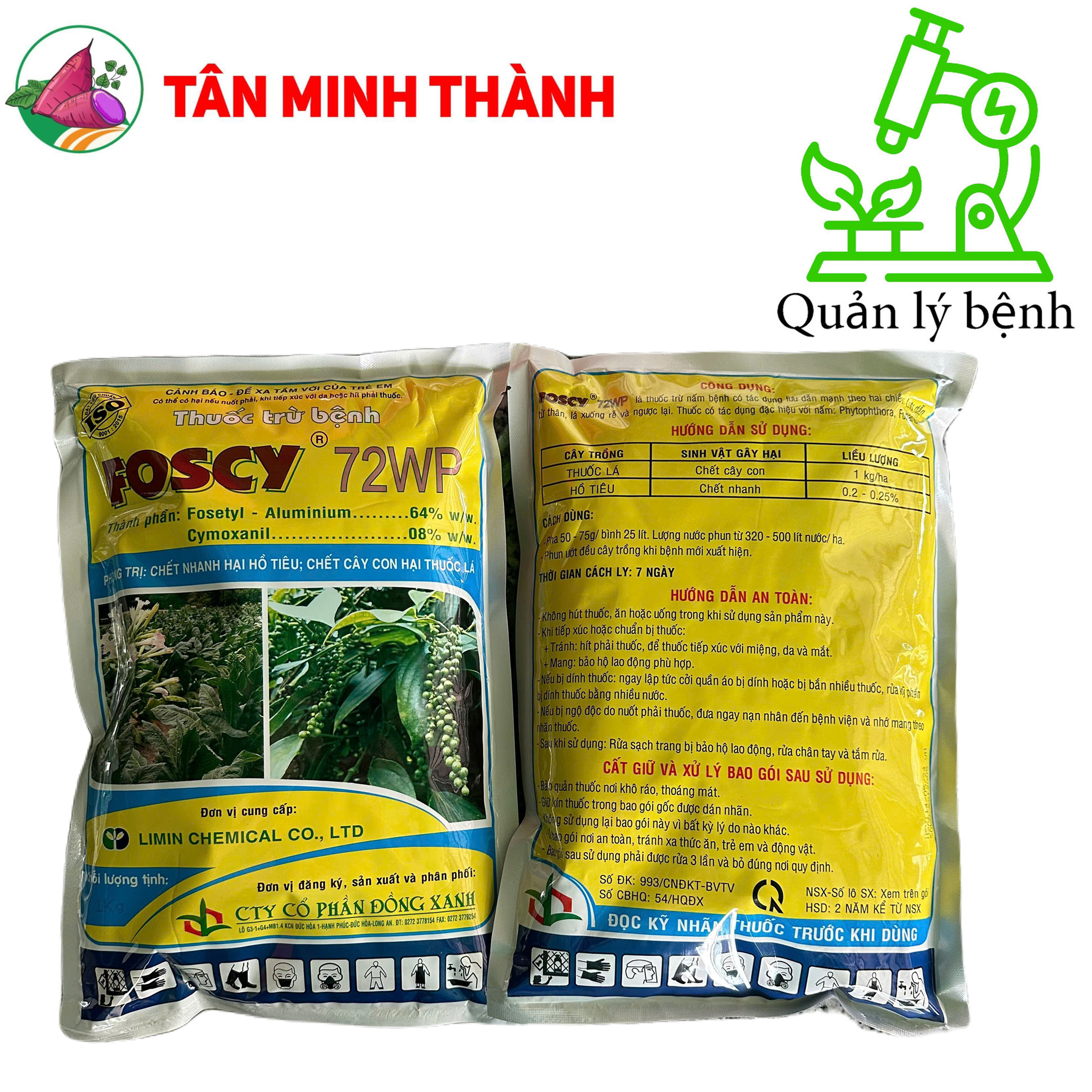 Foscy 72WP - Thuốc đặc trị chết nhanh, chết cây con, nứt thân xì mủ