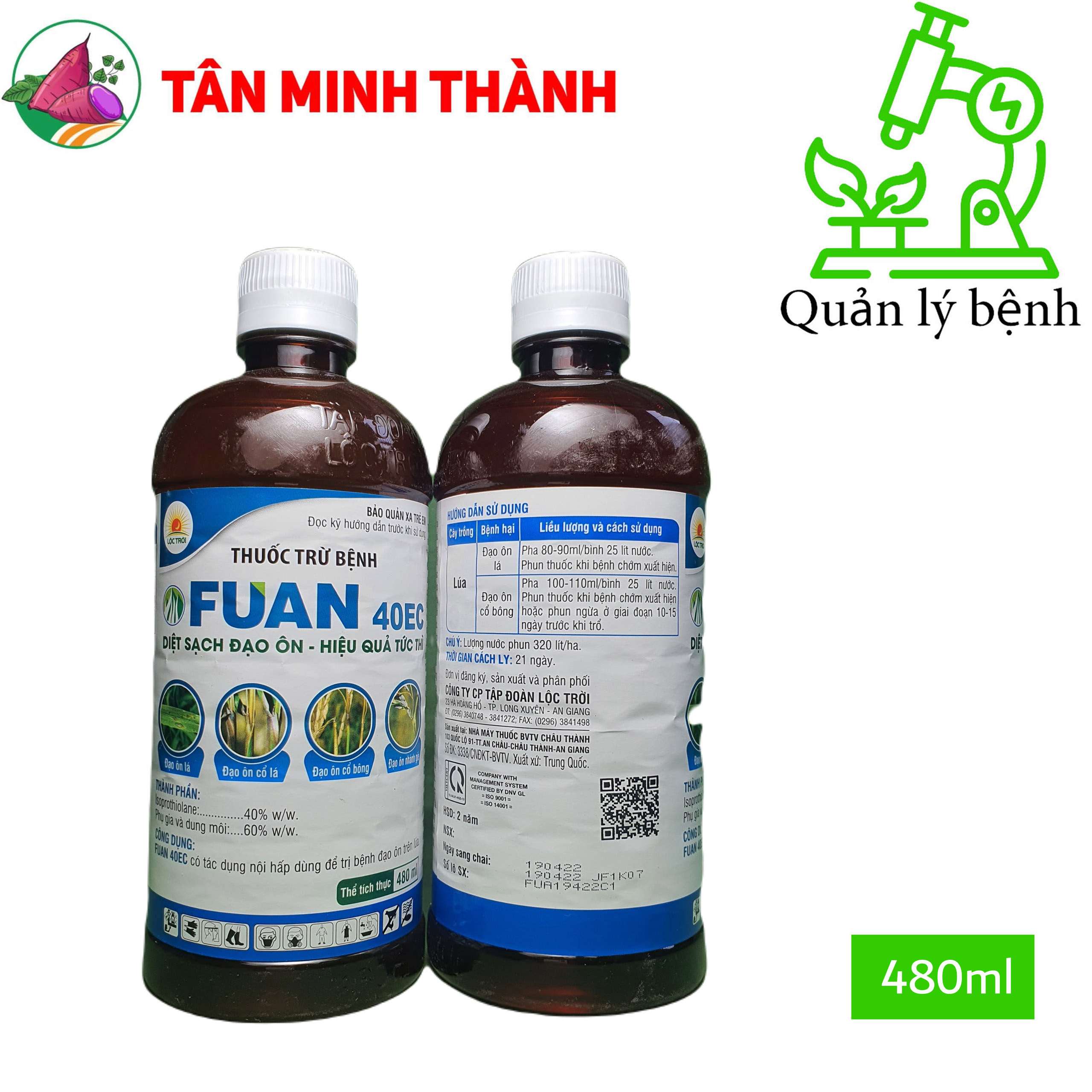 Fuan 40EC - Thuốc đặc trị đạo ôn lá, đạo ôn cổ bông, thối cổ gié, đốm lá trên lúa