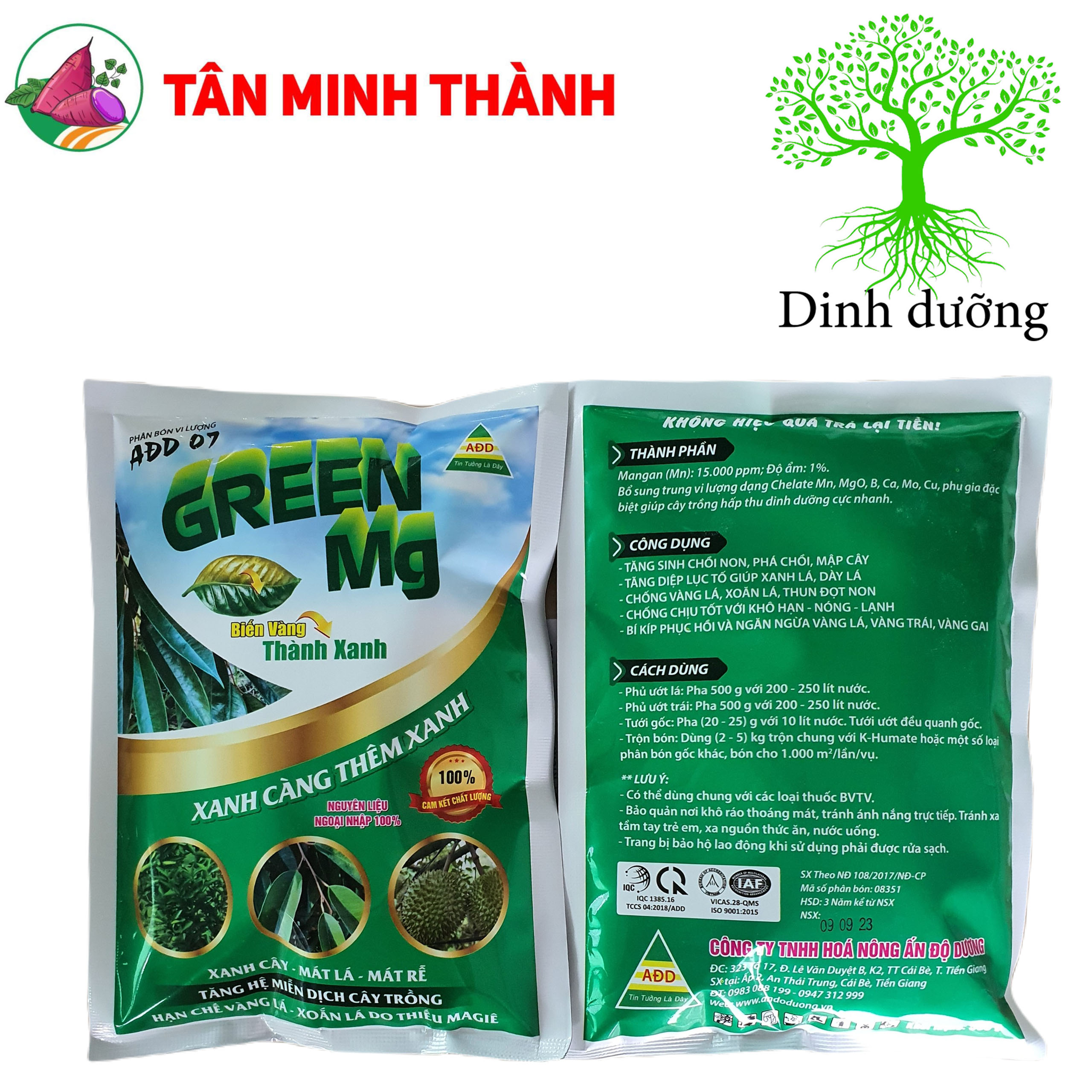 Green Mg - Biến vàng thành xanh, xanh càng thêm xanh, ngừa vàng lá, xoắn lá sầu riêng