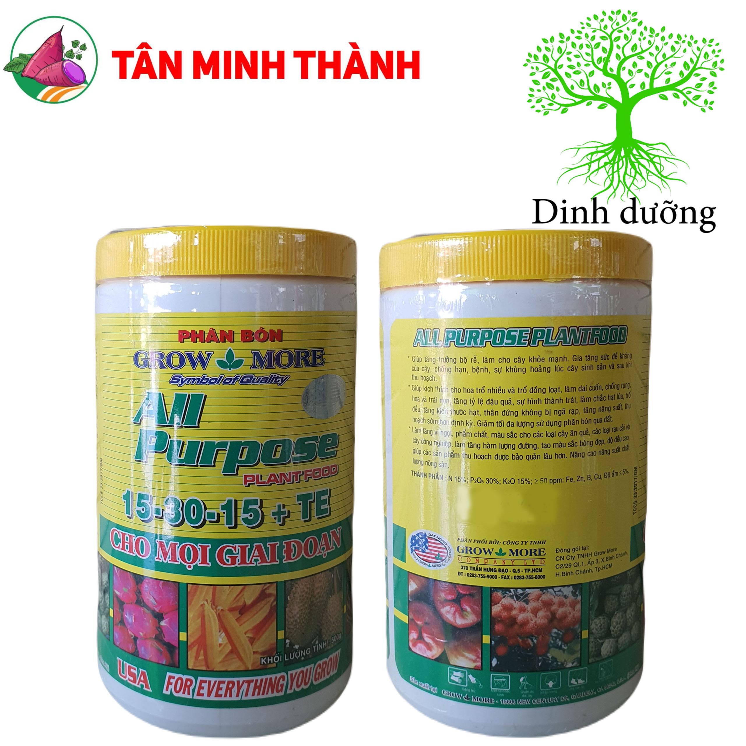 Grow More 15-30-15 - Giúp ra hoa, đậu trái, bung chồi, đẻ nhánh, to hạt, to trái, bóng da, nặng ký