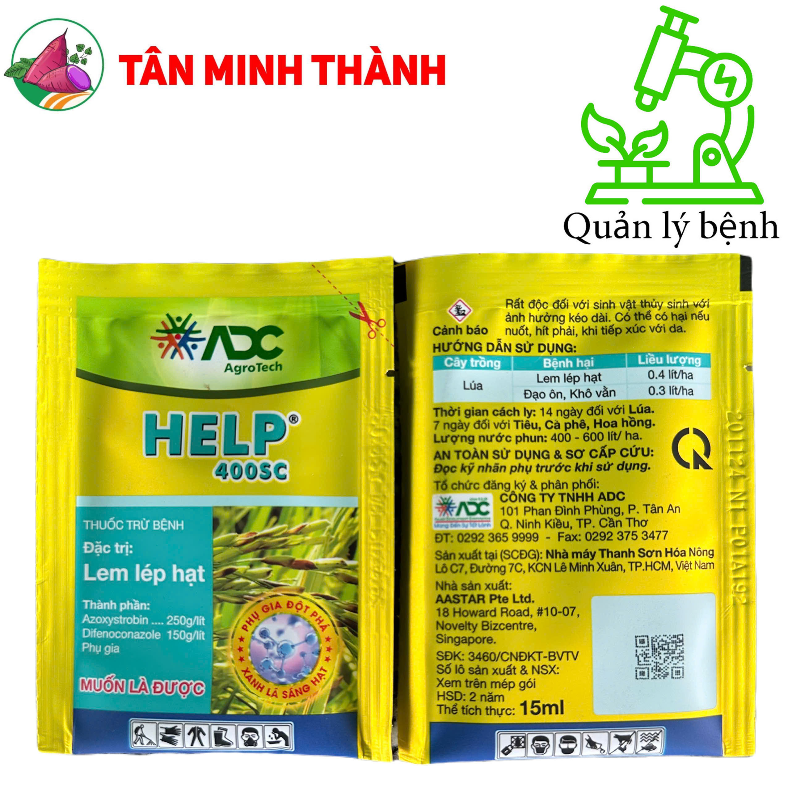 Help ADC 400SC - Thuốc đặc trị lem lép hạt, đạo ôn lá, đạo ôn cổ bông, khô vằn, thán thư