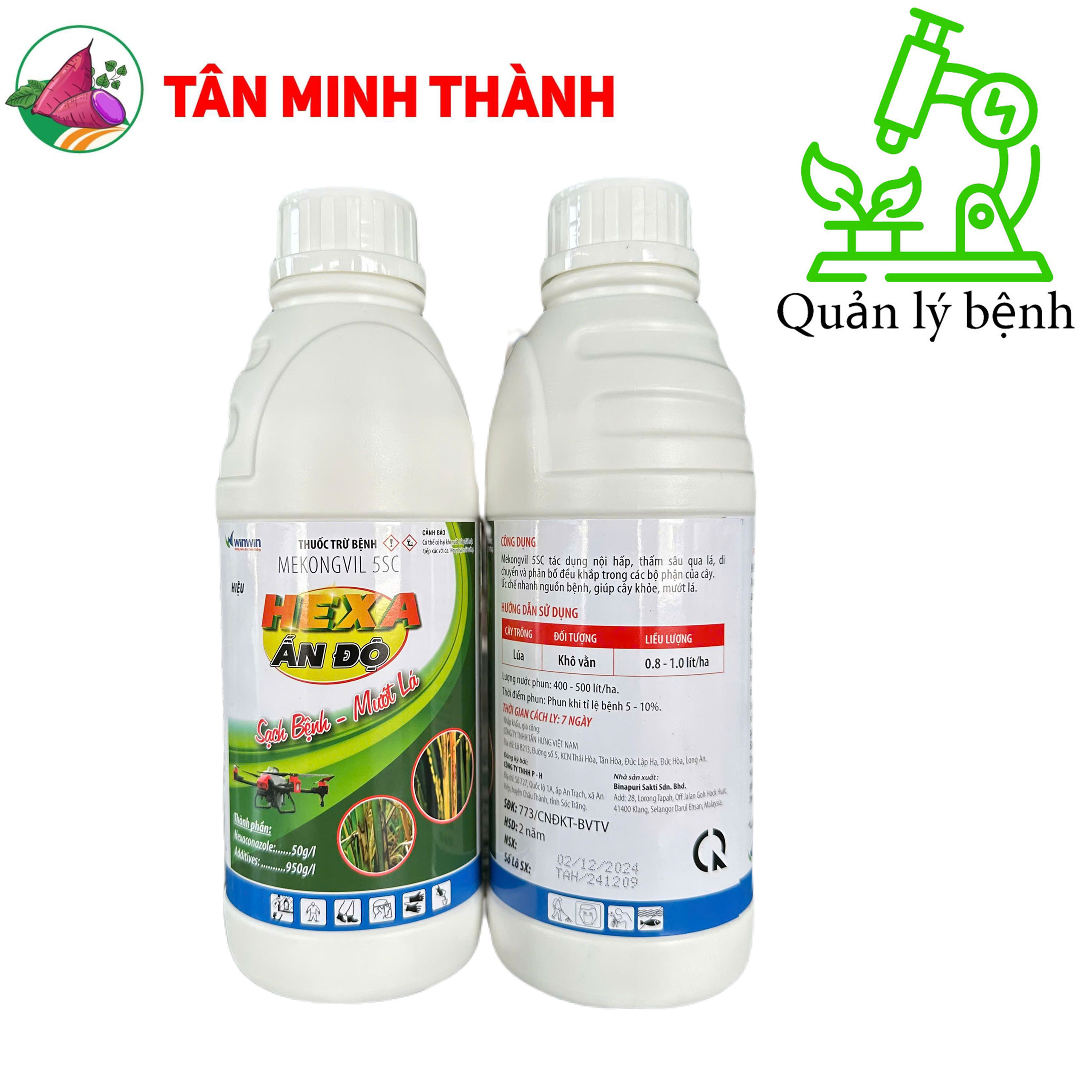 Hexa Ấn Độ Mekongvil 5SC - Thuốc trừ bệnh khô vằn, vàng lá, đốm lá, thán thư, rỉ sắt