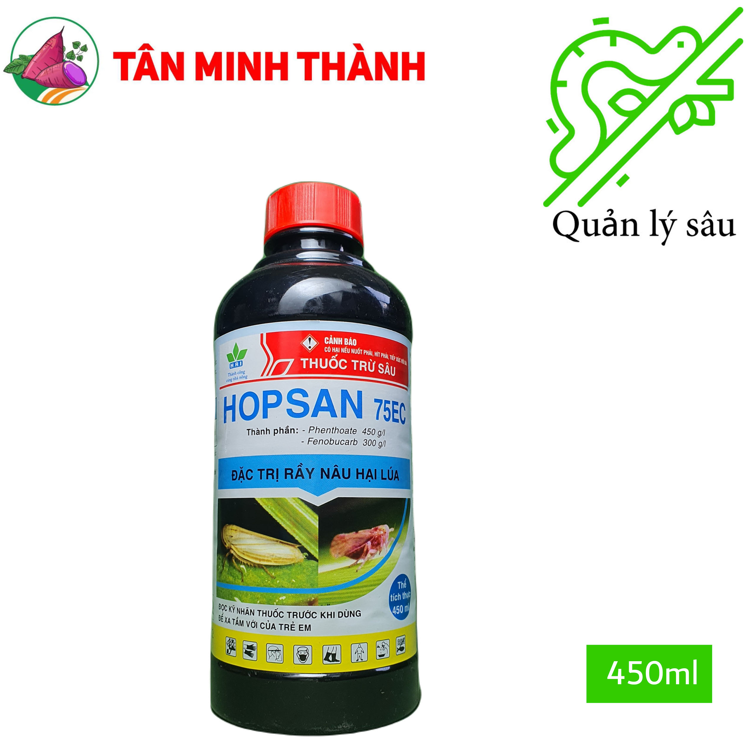 Hopsan 75EC - Thuốc đặc trị rầy nâu trên lúa, sùng khoai lang, đế trũi, bọ cánh cứng, có mùi hôi