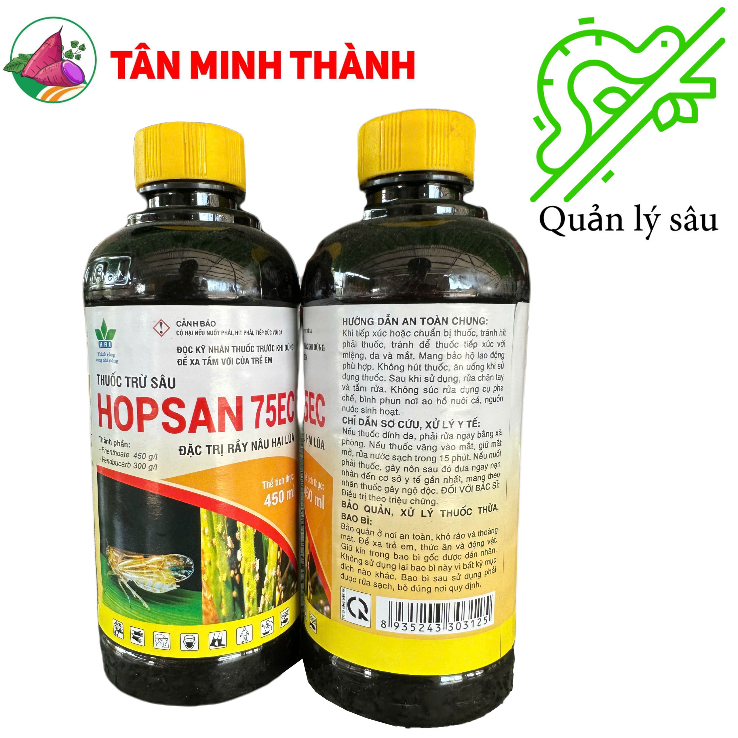 Hopsan 75EC - Thuốc đặc trị rầy nâu trên lúa, sùng khoai lang, đế trũi, bọ cánh cứng, có mùi hôi