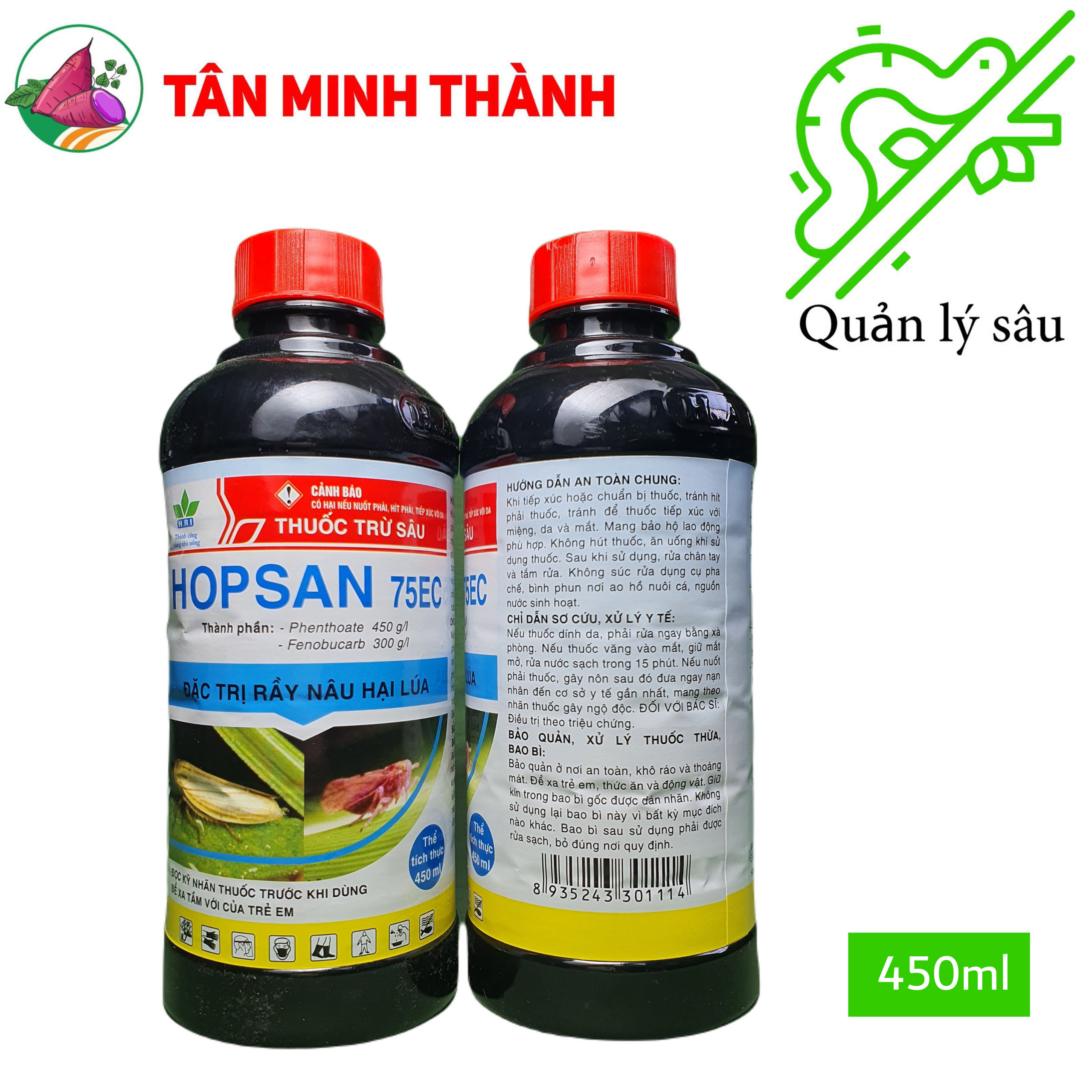Hopsan 75EC - Thuốc đặc trị rầy nâu trên lúa, sùng khoai lang, đế trũi, bọ cánh cứng, có mùi hôi