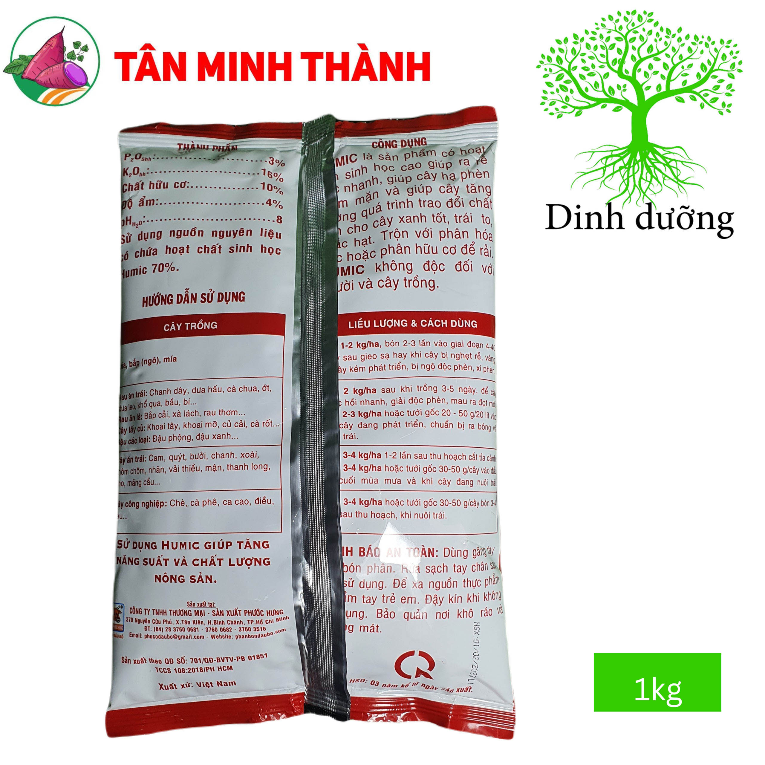 Humic Đầu Bò 21 - Kích thích ra rễ, đẻ nhánh, hạ phèn, giảm mặn, cứng cây, đứng lá, no đồng, chắc hạt, to trái