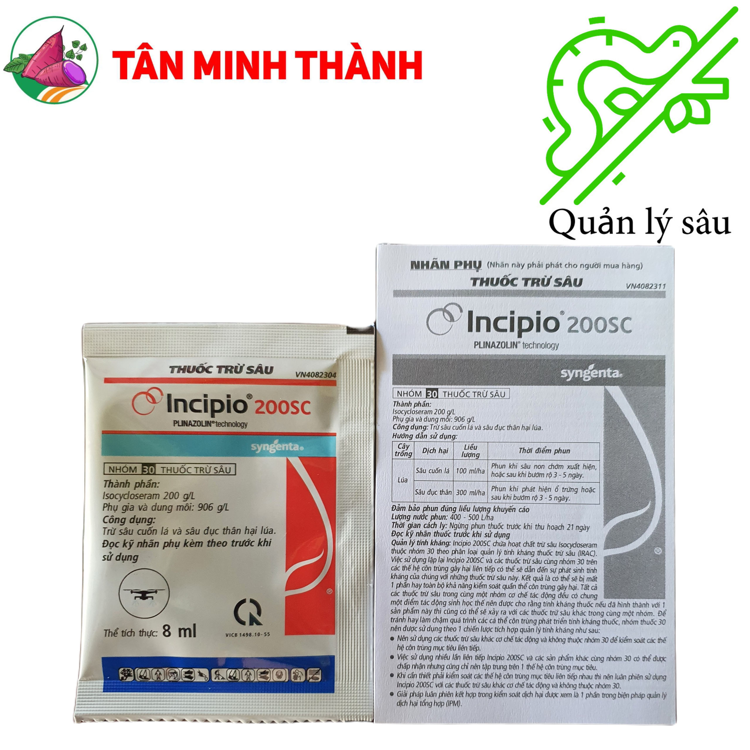 Incipio 200SC Syngenta - Thuốc trừ sâu cuốn lá, sâu đục thân, sâu xanh ống hành, sâu tơ, sâu ăn lá