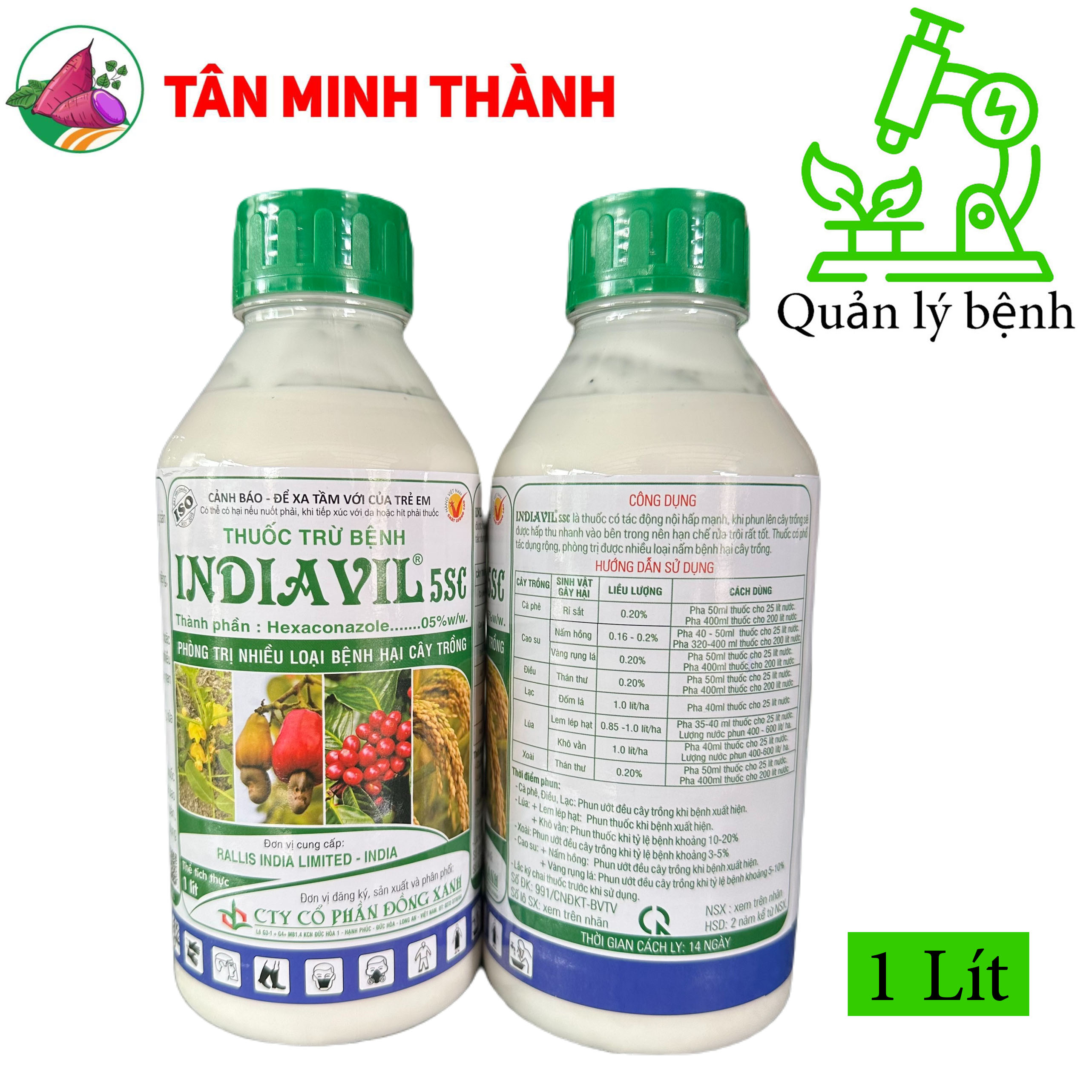 Indiavil 5SC - Thuốc trừ bệnh nấm hồng, rỉ sắt, vàng rụng lá, thán thư, đốm lá, lem lép hạt