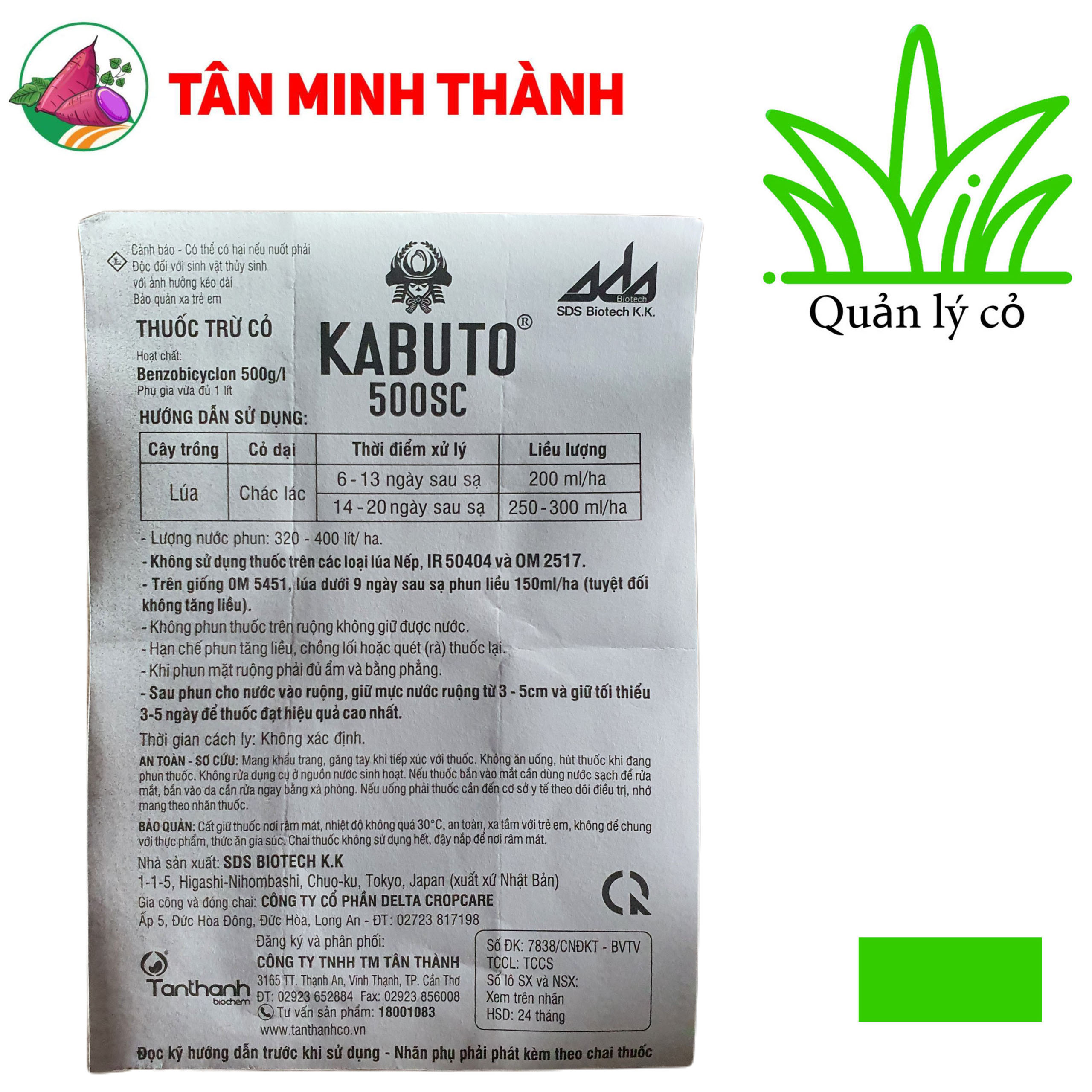Kabuto 500SC - Tân Thành - Thuốc đặc trị diệt cỏ chác lác cho ruộng lúa