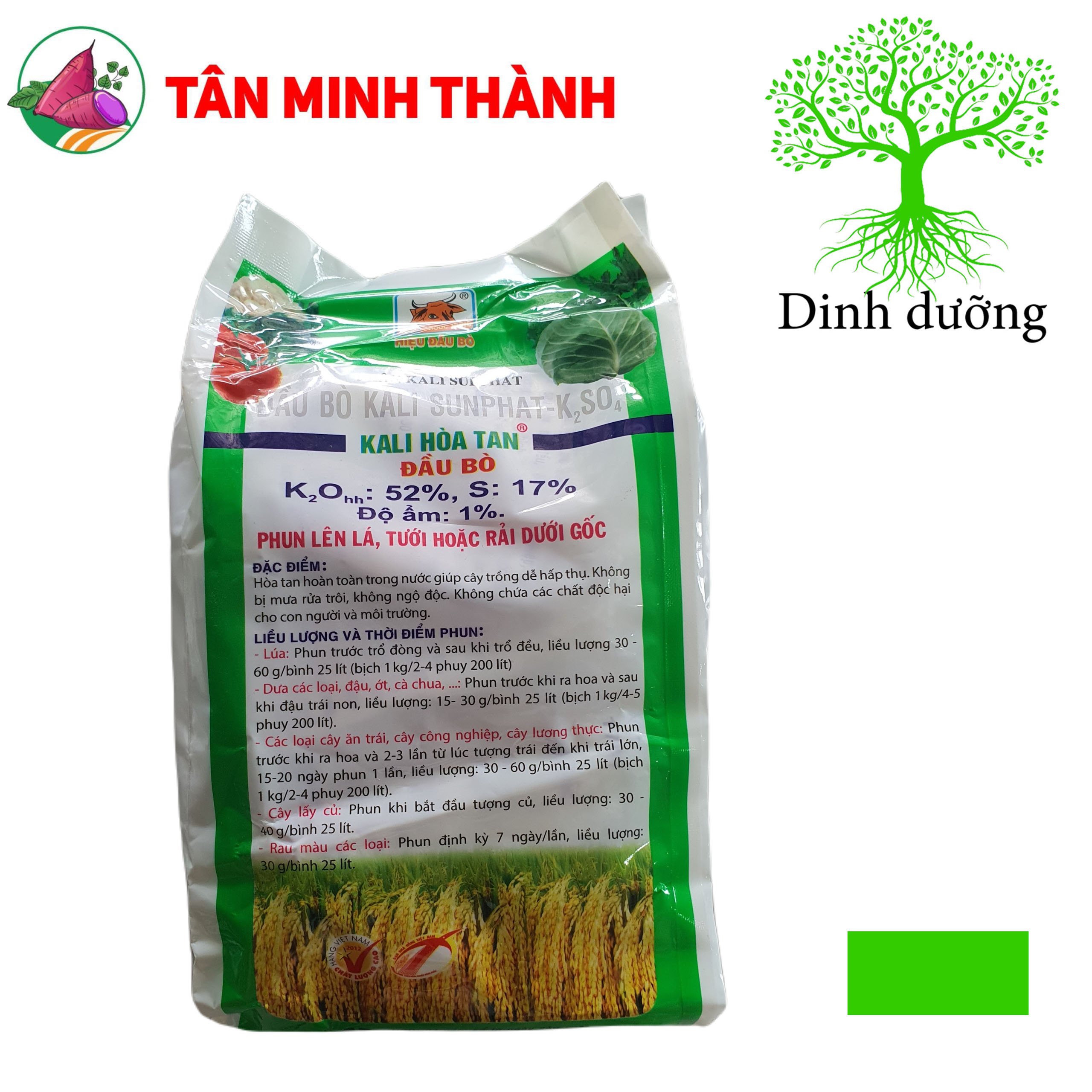 Kali Hòa Tan Đầu Bò - Giúp lớn củ, nặng ký, ngọt trái, đẹp màu, bóng da, to hạt, chống đổ ngã