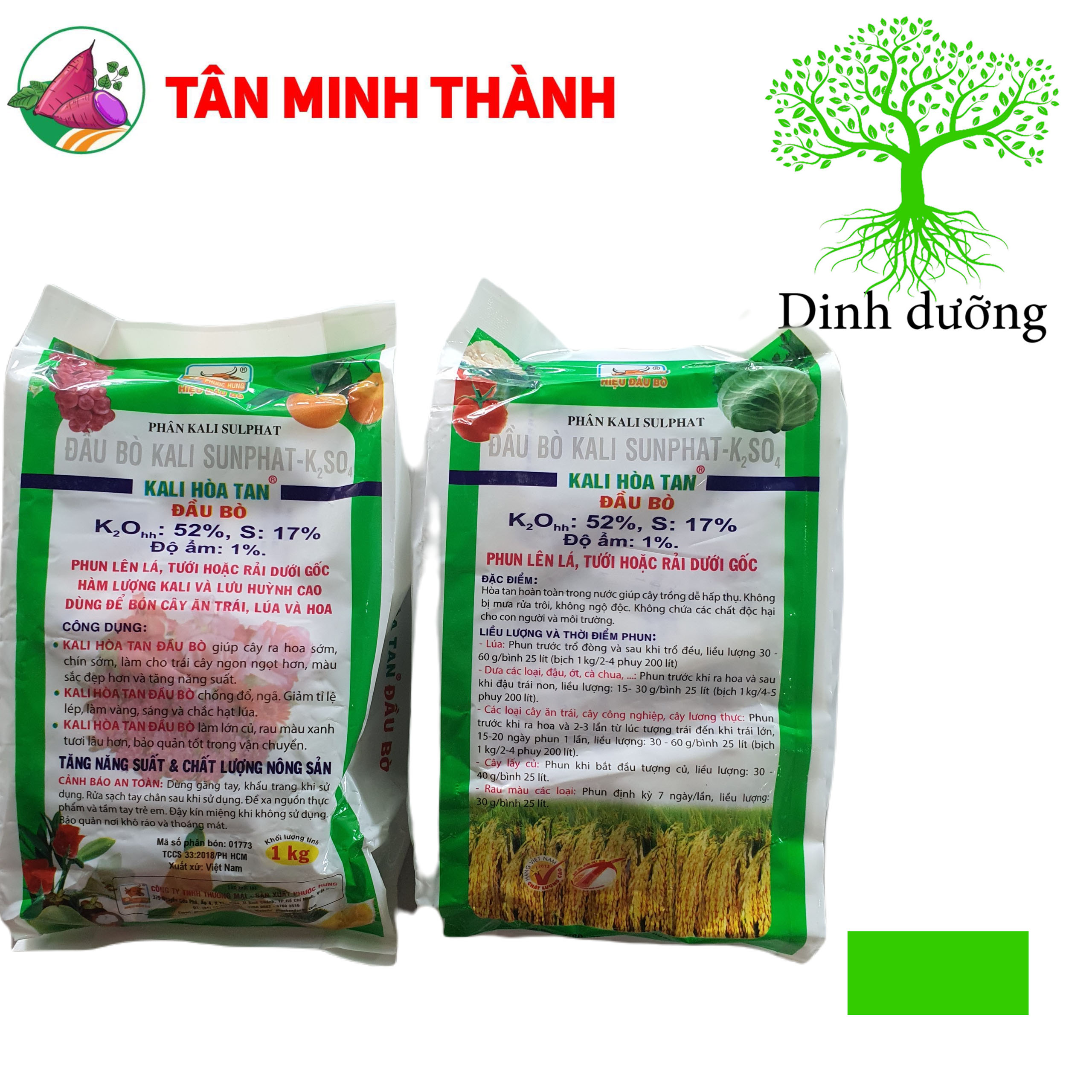 Kali Hòa Tan Đầu Bò - Giúp lớn củ, nặng ký, ngọt trái, đẹp màu, bóng da, to hạt, chống đổ ngã