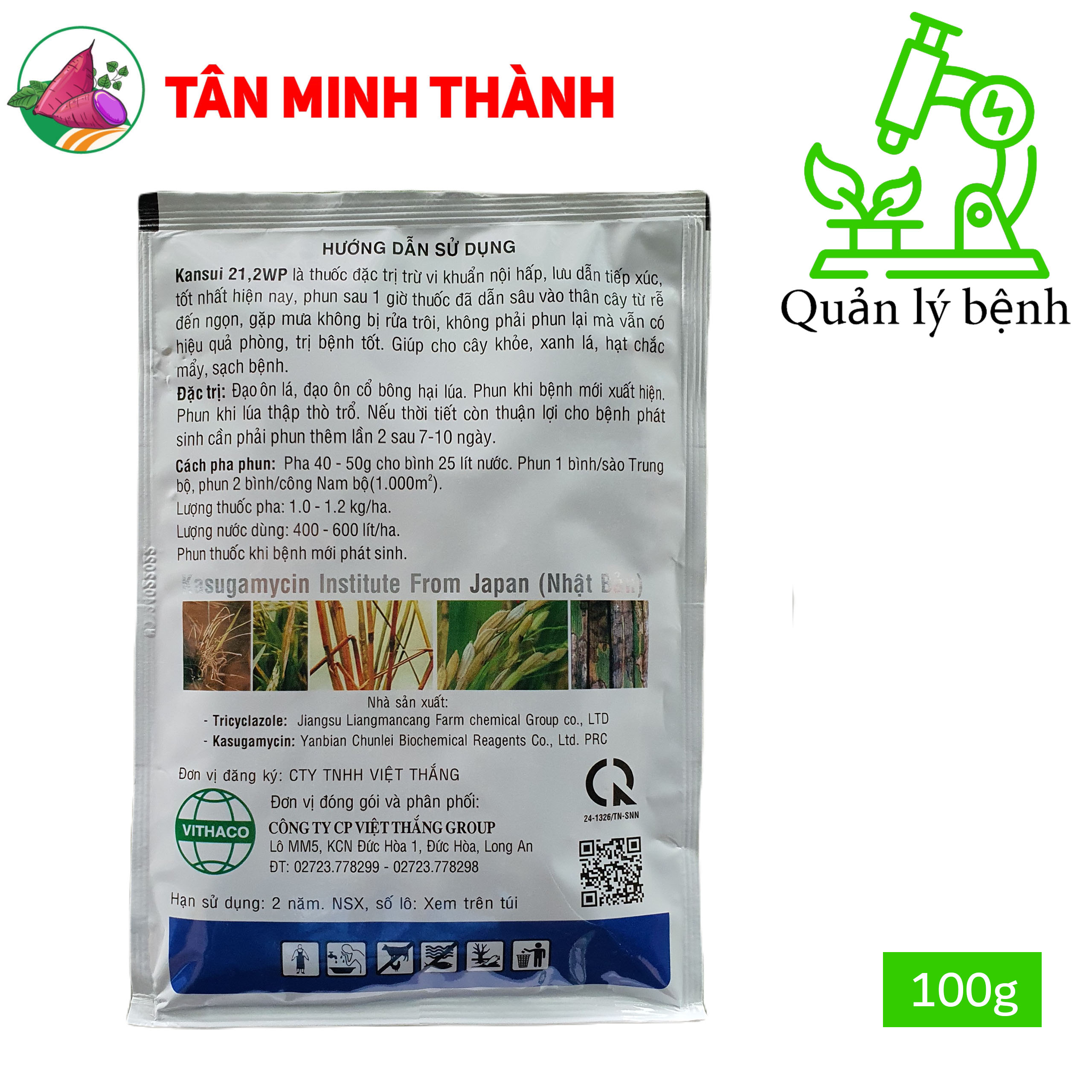 Kansui 21.2WP - Thuốc trừ bệnh do nấm và vi khuẩn khuẩn, trừ đạo ôn lá, đạo ôn cổ bông, vàng lá vi khuẩn