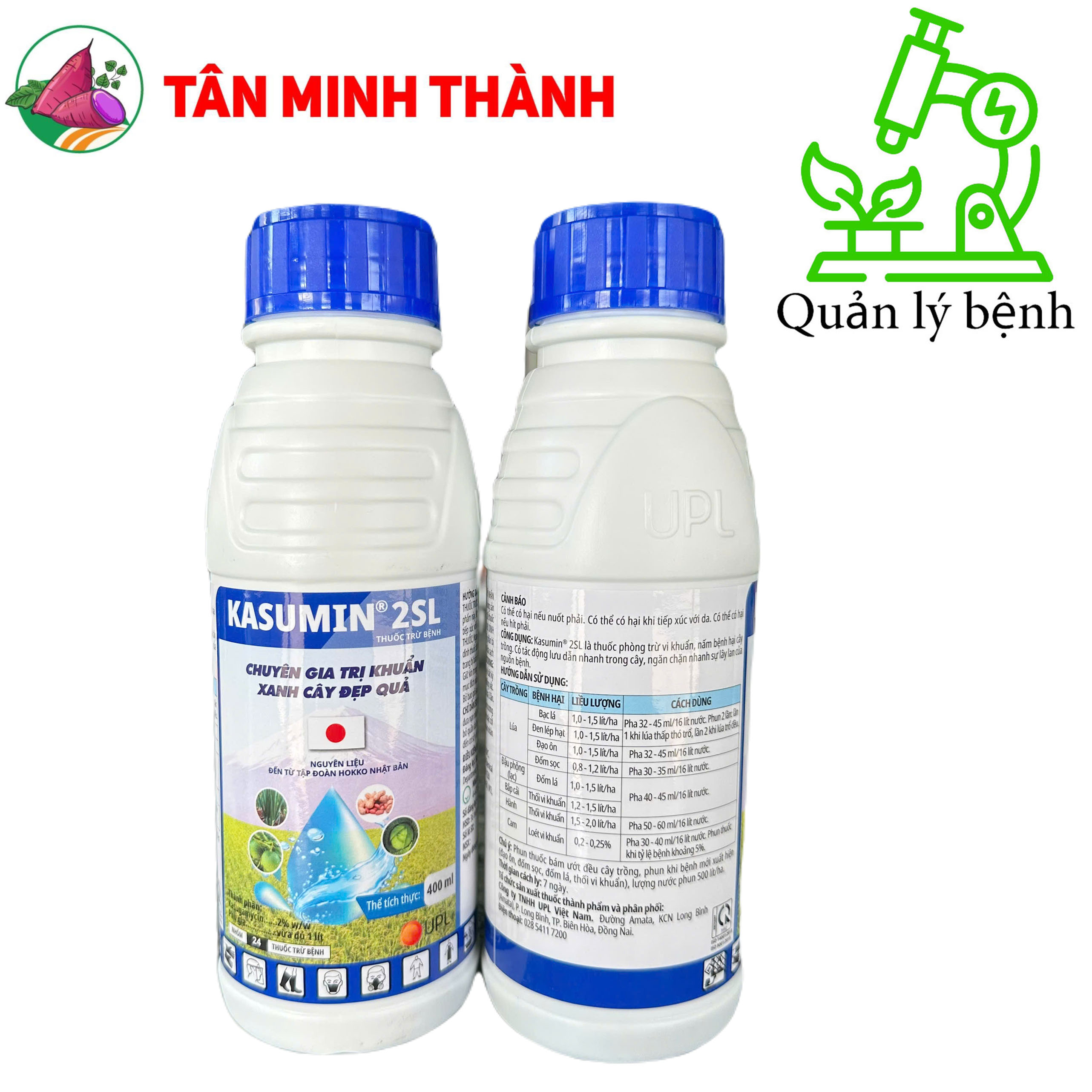 Kasumin 2SL - Thuốc trừ bệnh vàng lá vi khuẩn, đốm lá, đốm sọc, đen lép hạt, thối nhũn