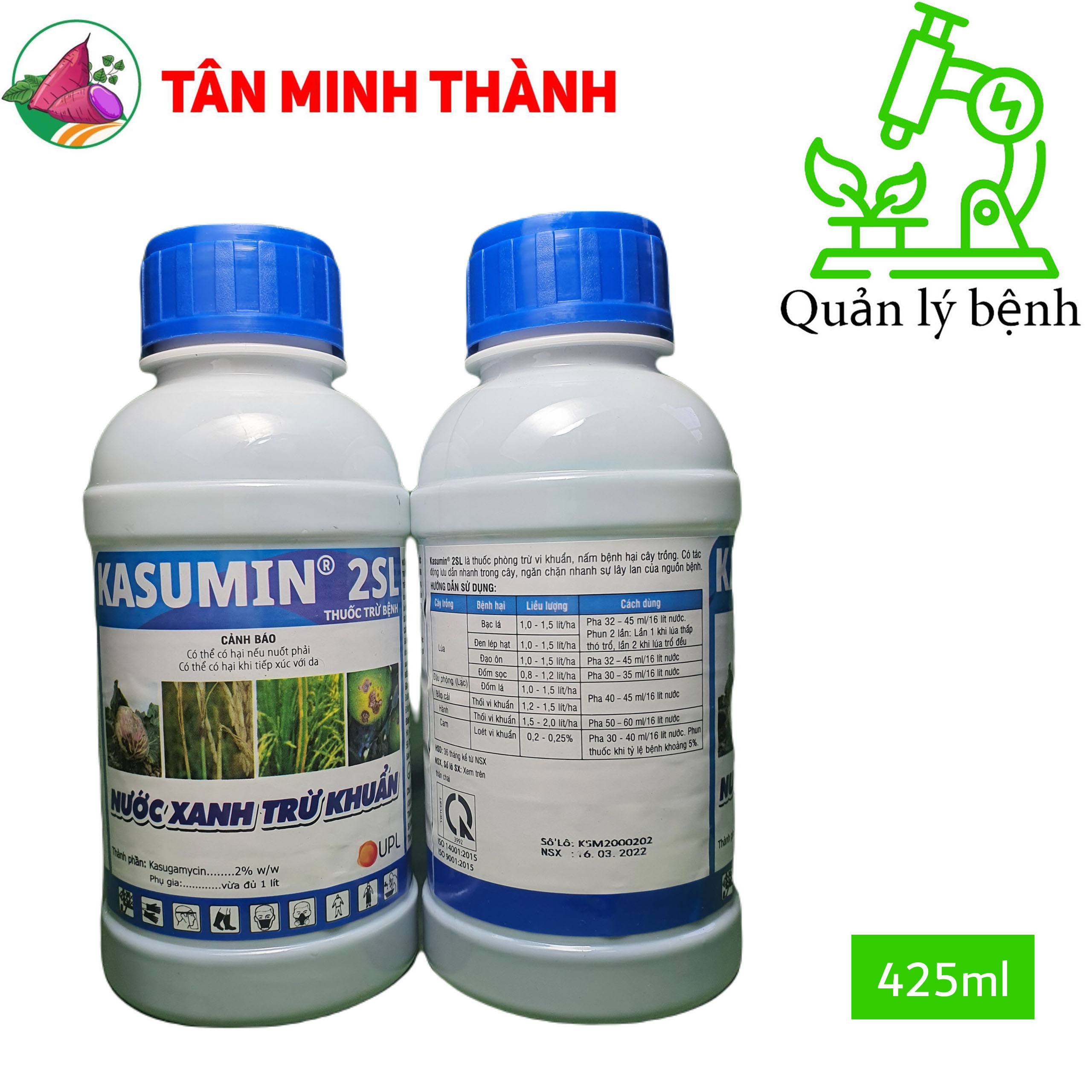 Kasumin 2SL - Thuốc trừ bệnh vàng lá vi khuẩn, đốm lá, đốm sọc, đen lép hạt, thối nhũn