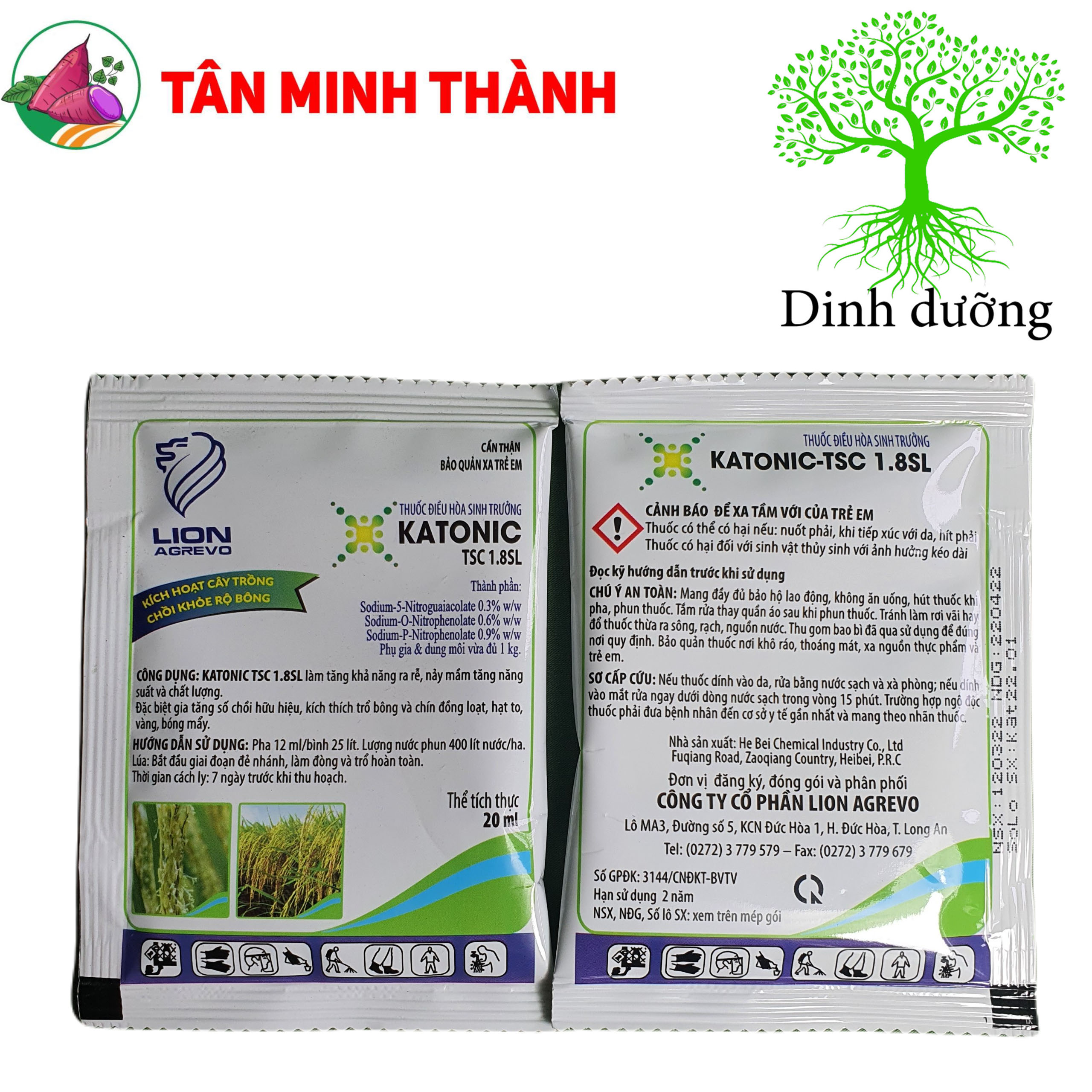 Katonic TSC 1.8SL - Thuốc kích thích ra rễ, giúp hạt nảy mầm, tăng chồi hữu hiệu, ra hoa, trổ bông đồng loạt, to hạt, sáng hạt